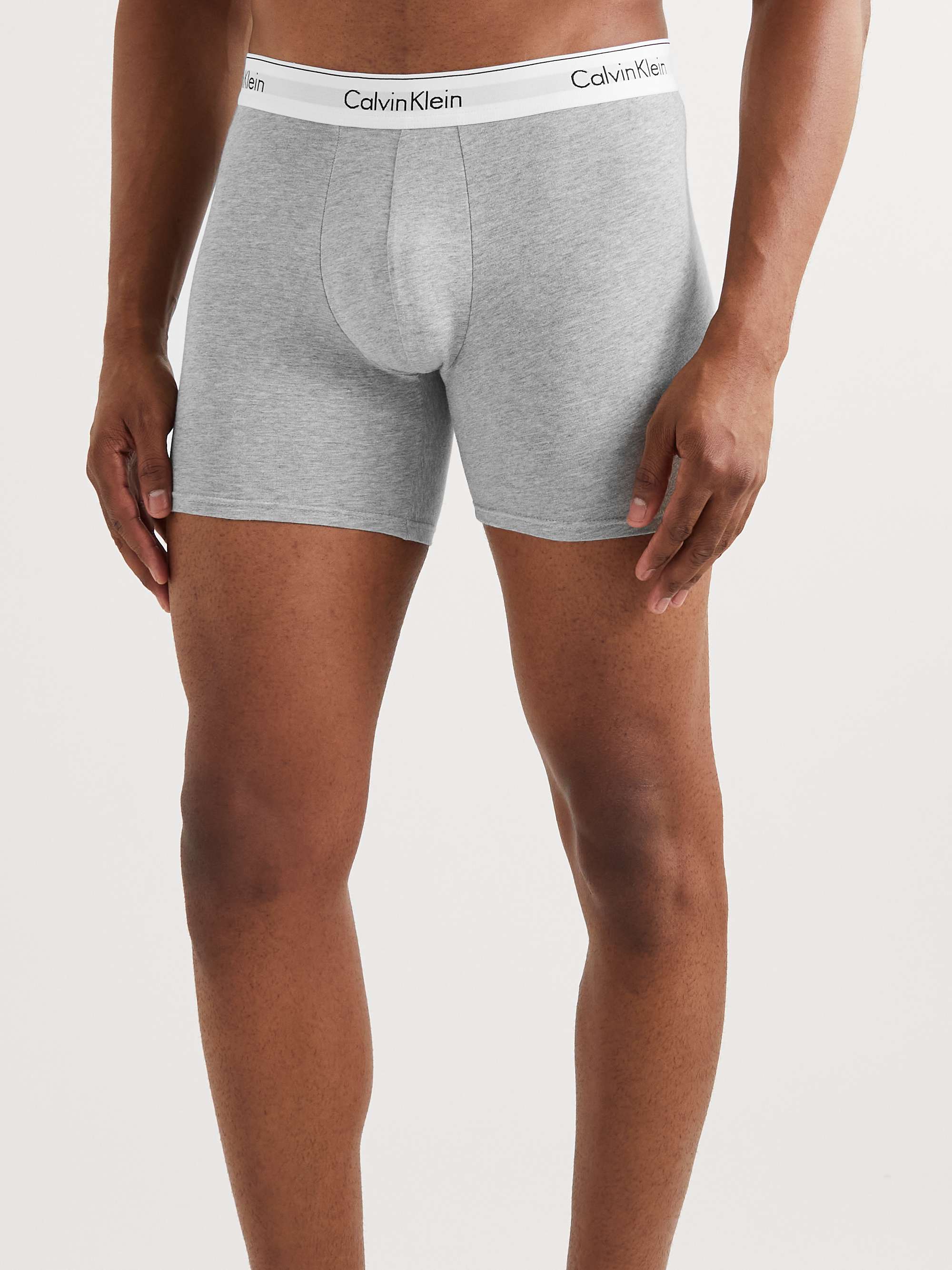 CALVIN KLEIN UNDERWEAR Three-Pack Stretch-Cotton Boxer Briefs