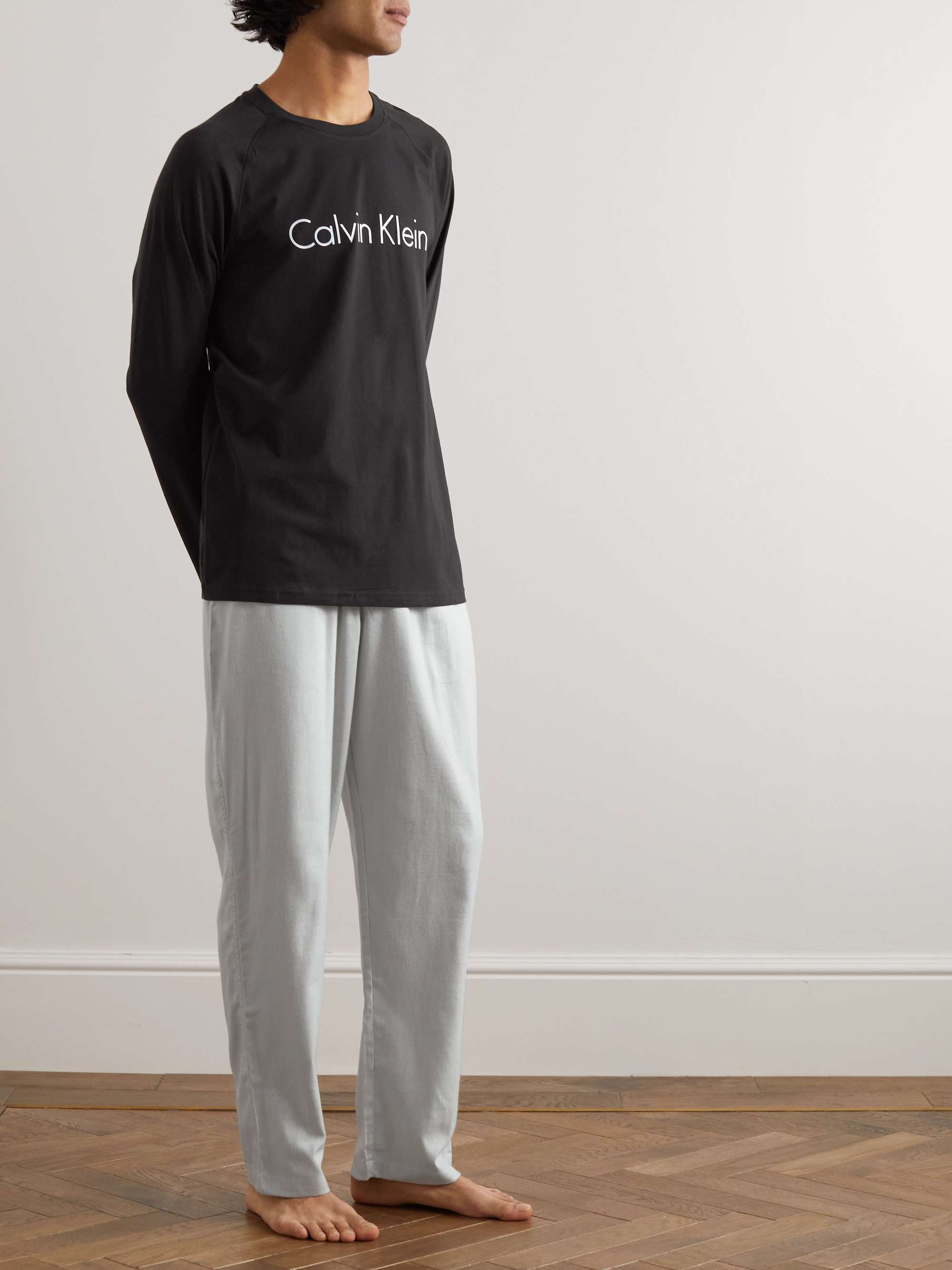 CALVIN KLEIN UNDERWEAR Logo-Print Cotton-Blend Jersey Pyjama Set