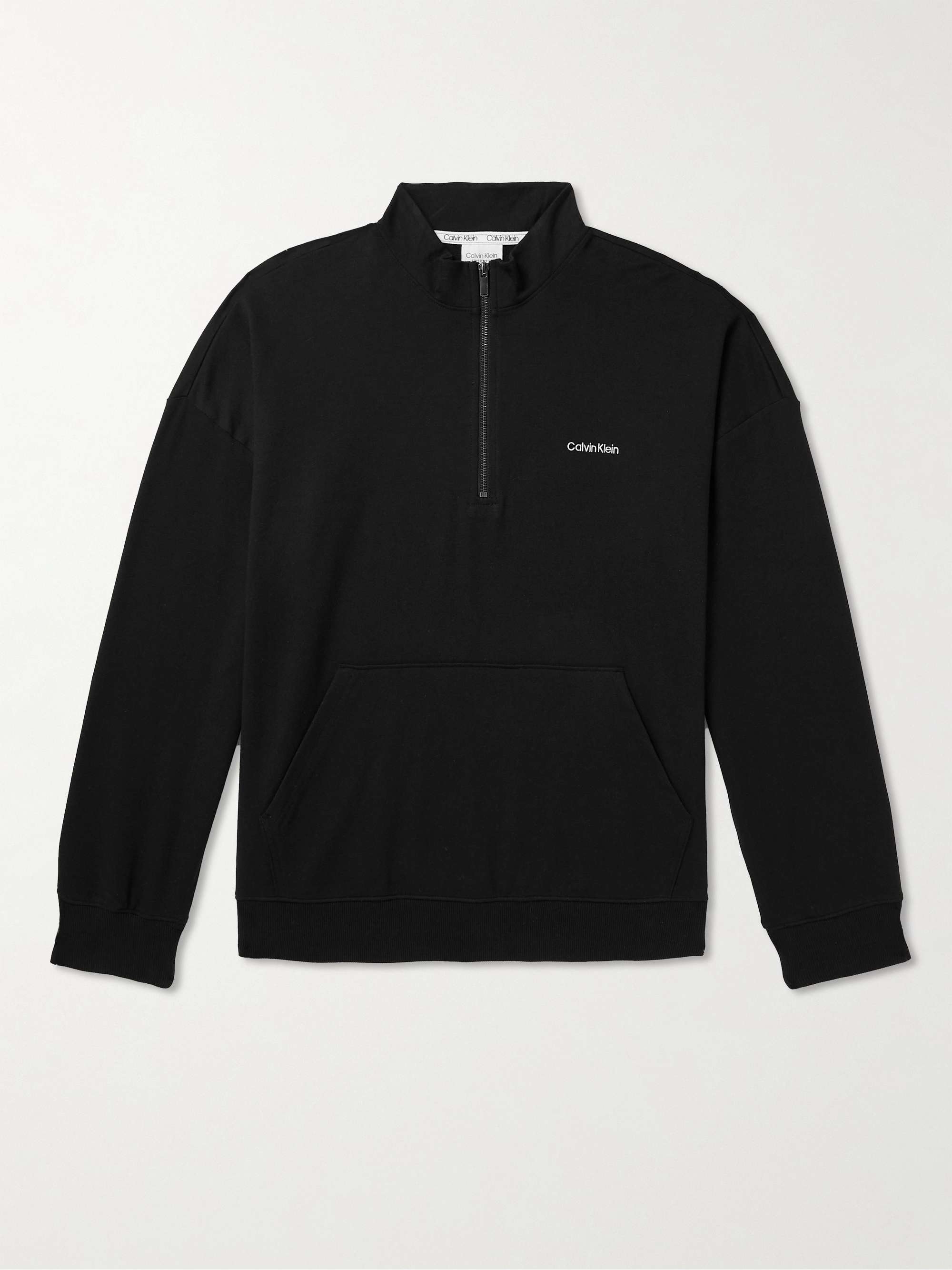 Black Cotton-Blend Jersey Half-Zip Sweatshirt | CALVIN KLEIN UNDERWEAR | MR  PORTER