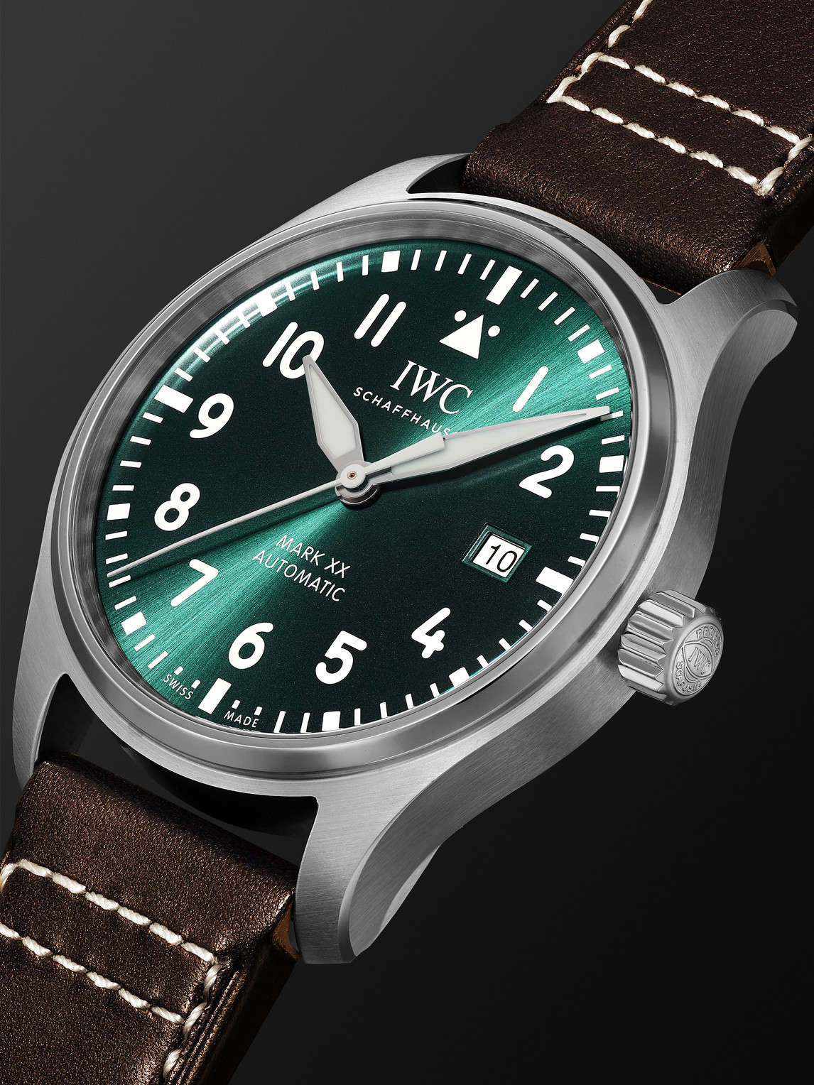 Shop Iwc Schaffhausen Pilot's Mark Xx Automatic 40mm Stainless Steel And Leather Watch, Ref. No. Iw328201 In Green