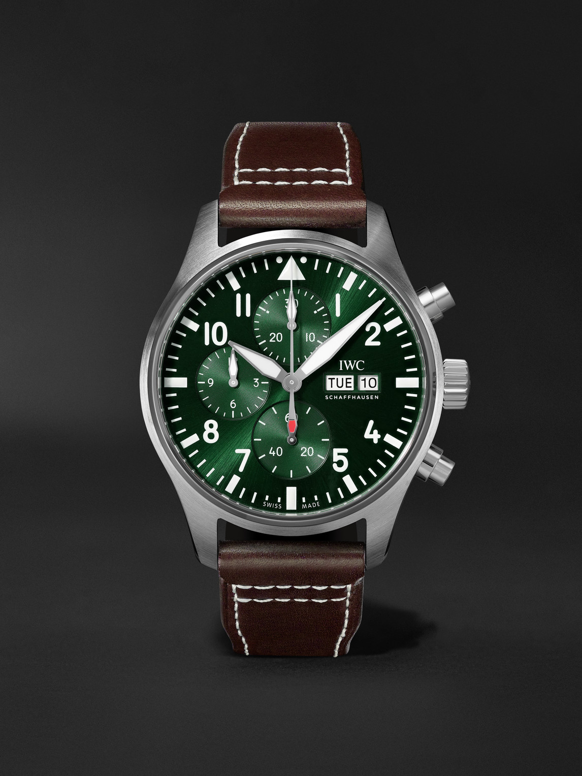 IWC SCHAFFHAUSEN Pilot's Automatic Chronograph 43mm Stainless Steel and Leather Watch, Ref. No. IW378005 - Men