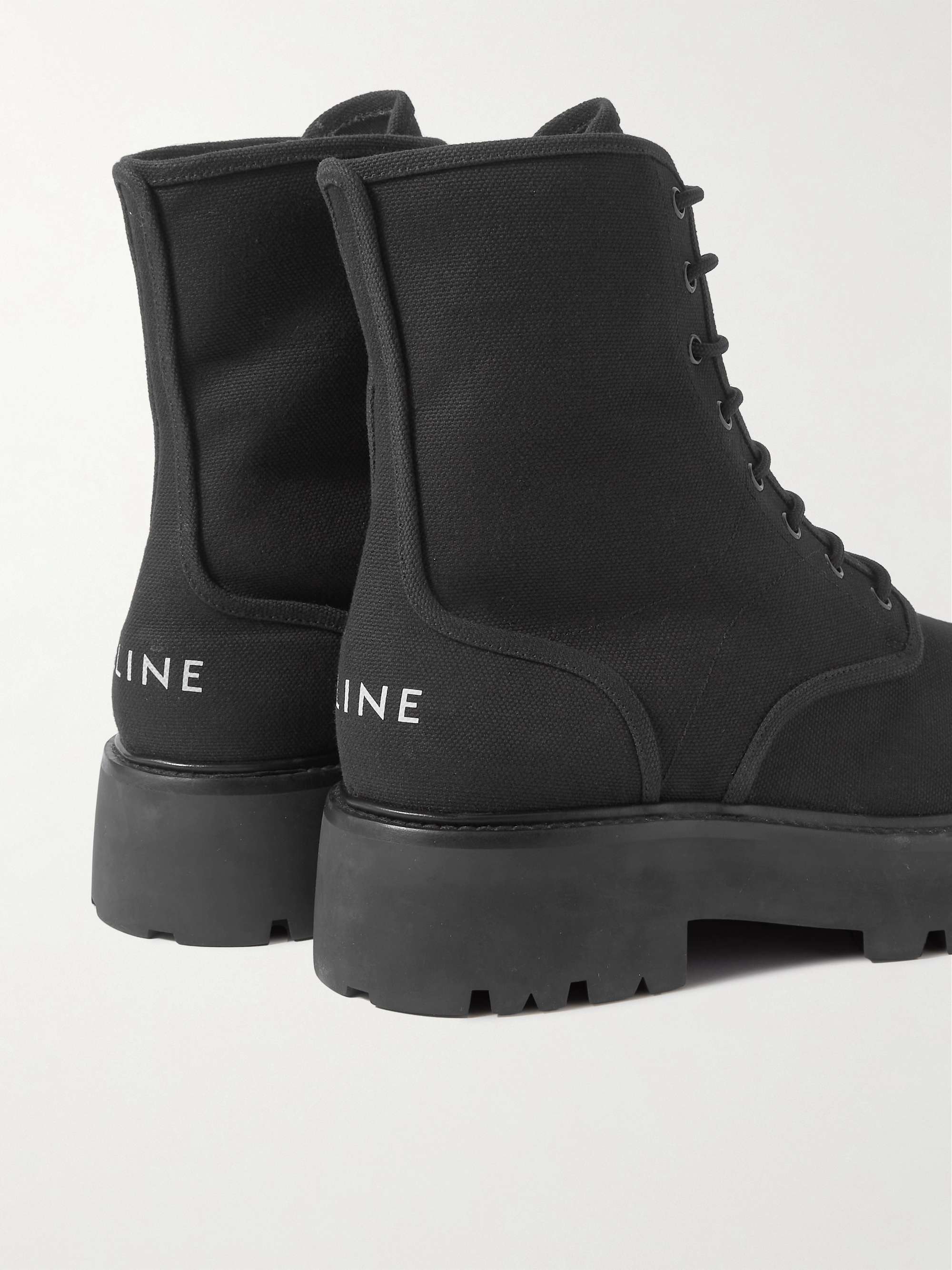 CELINE HOMME Leather-Trimmed Canvas Boots