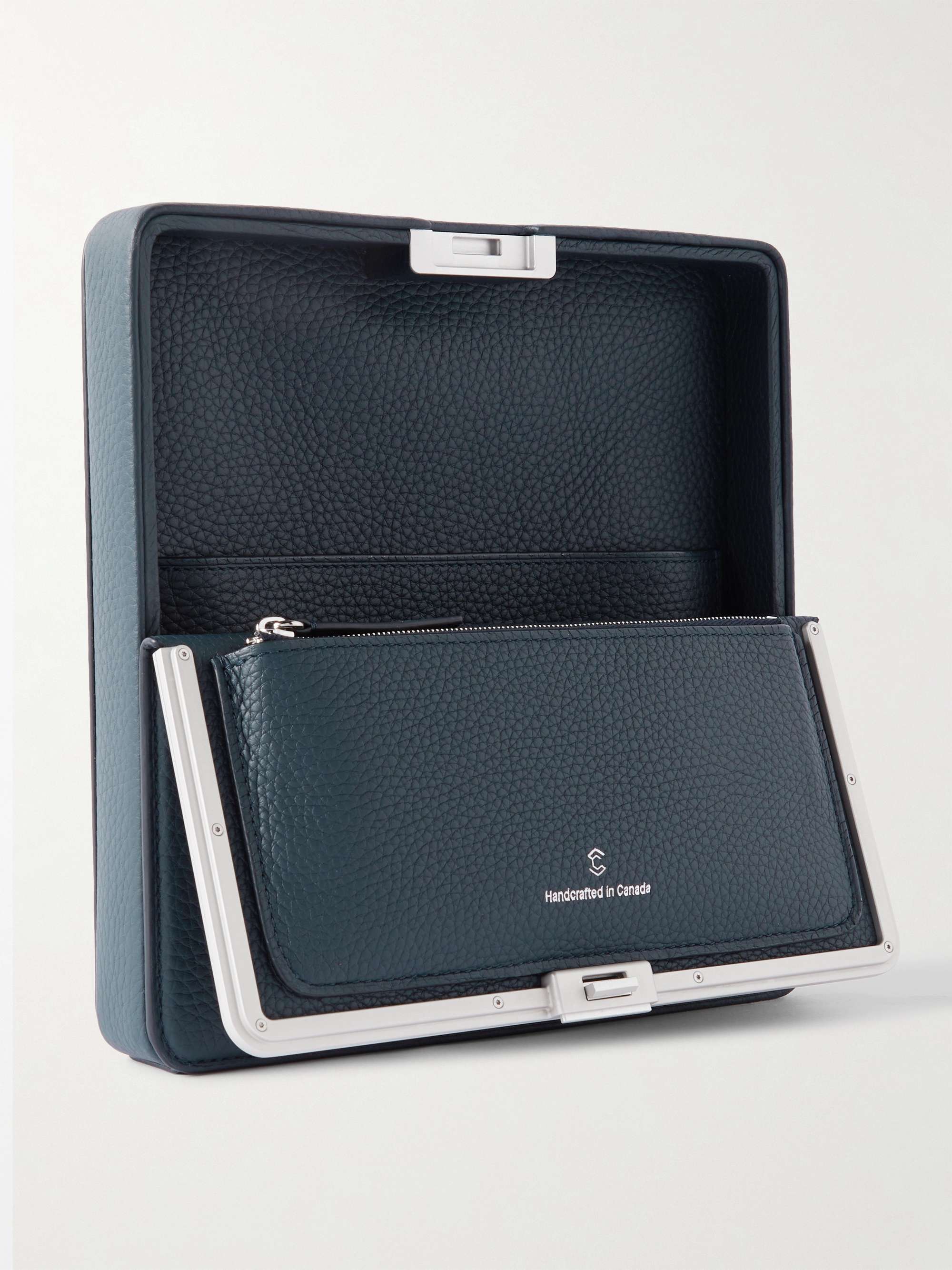 CHARLES SIMON Logo-Print Full-Grain Leather and Silver-Tone Travel Wallet
