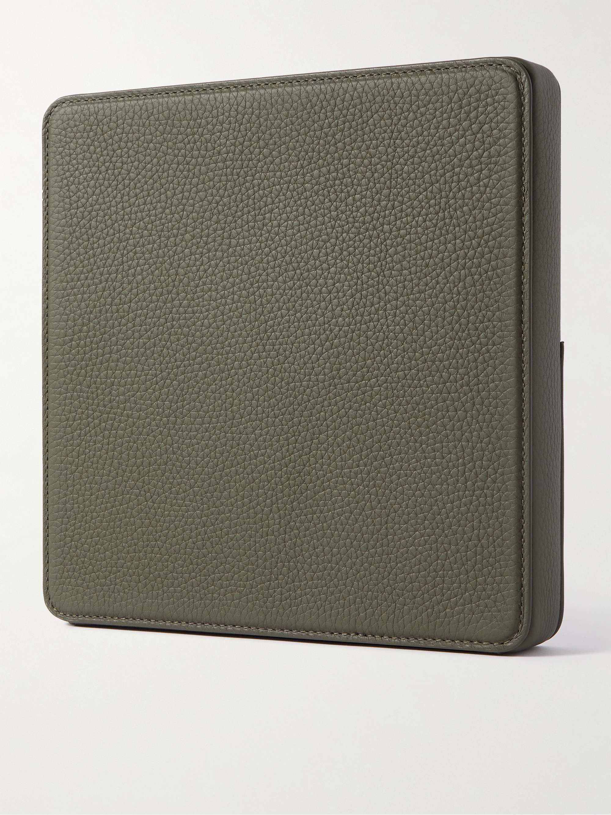 CHARLES SIMON Logo-Print Full-Grain Leather and Silver-Tone Travel Wallet