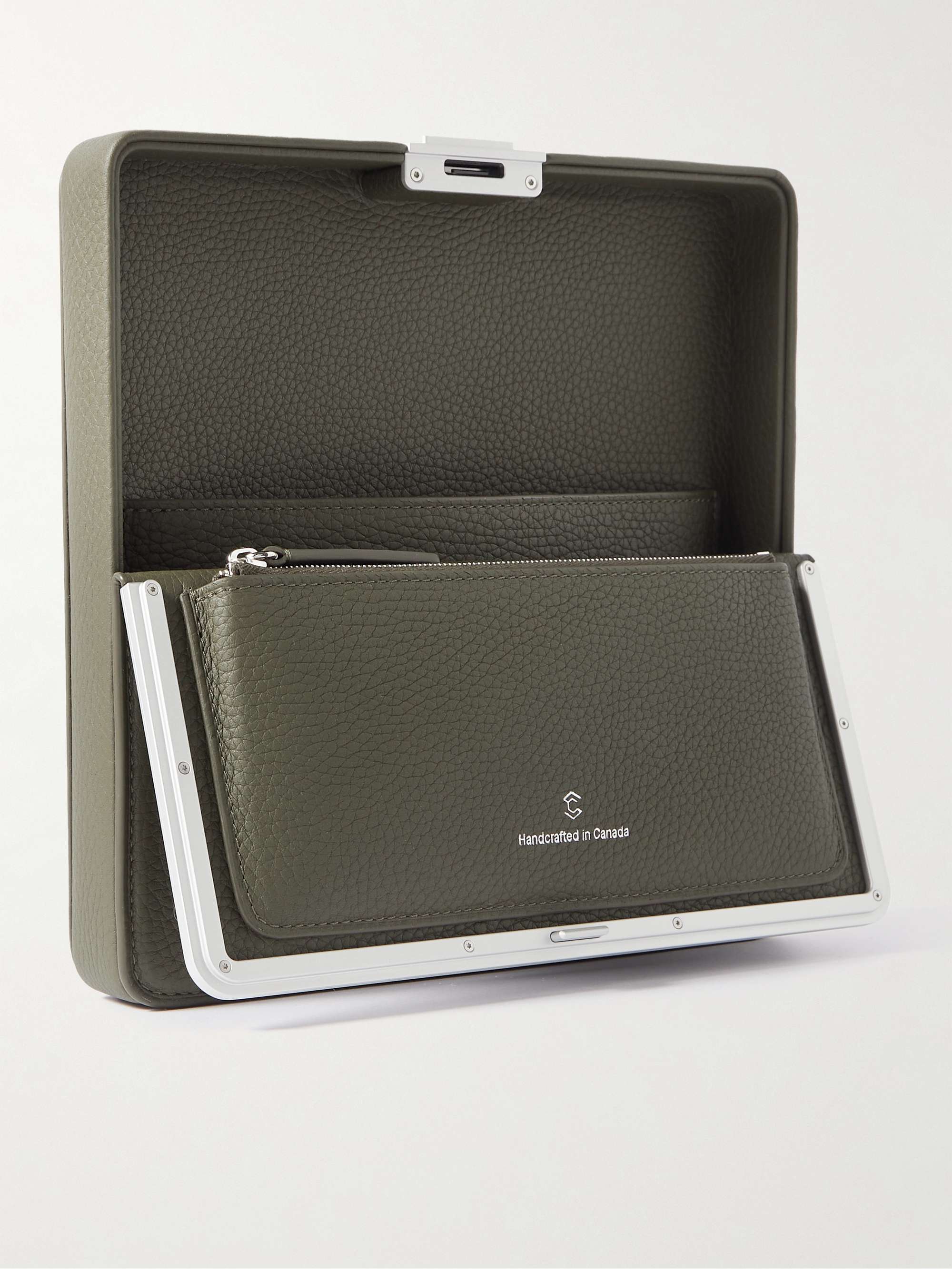 CHARLES SIMON Logo-Print Full-Grain Leather and Silver-Tone Travel Wallet