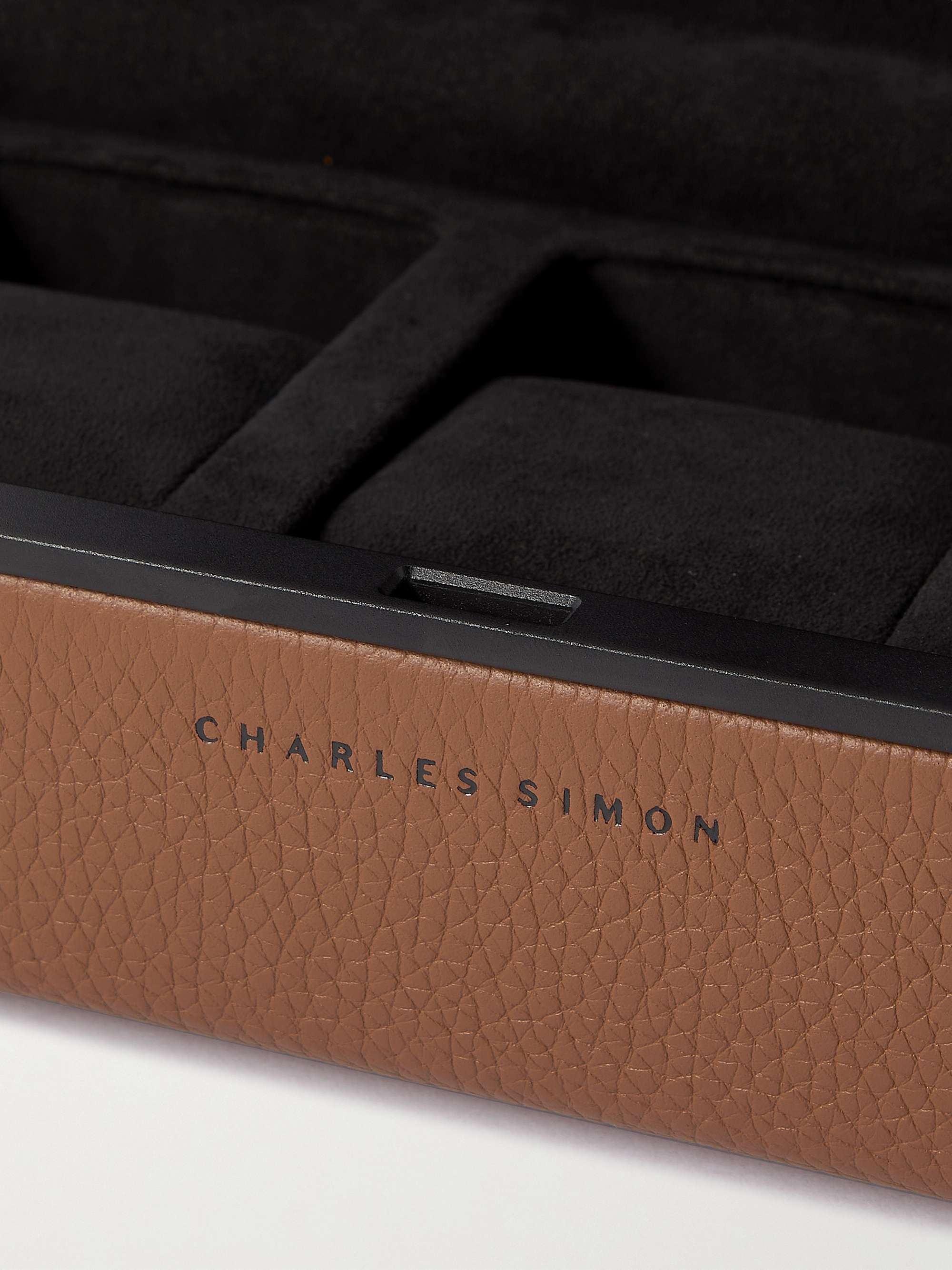 CHARLES SIMON Eaton Full-Grain Leather Three-Piece Travel Watch Case