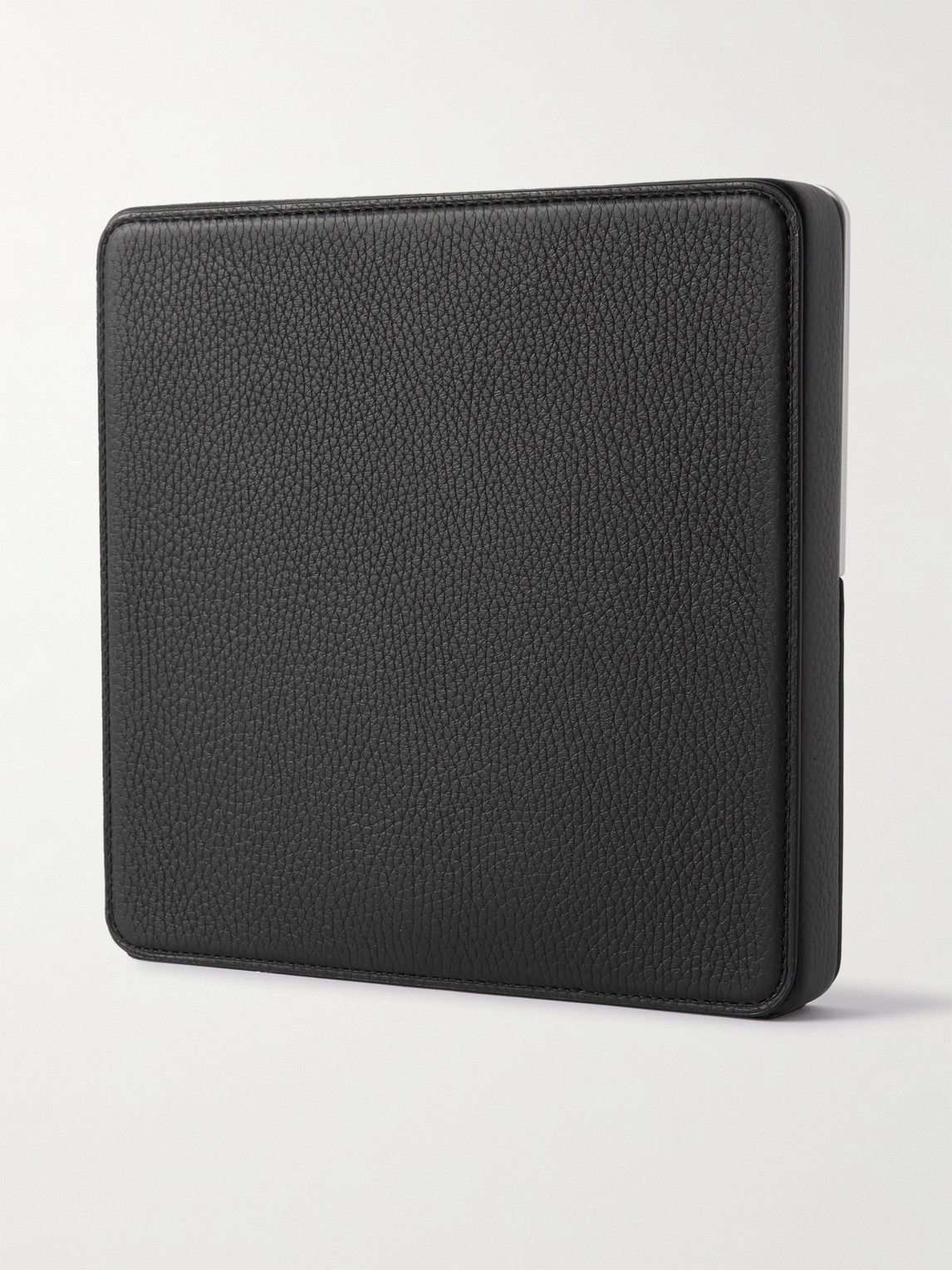 Shop Charles Simon Logo-print Full-grain Leather And Silver-tone Travel Wallet In Black