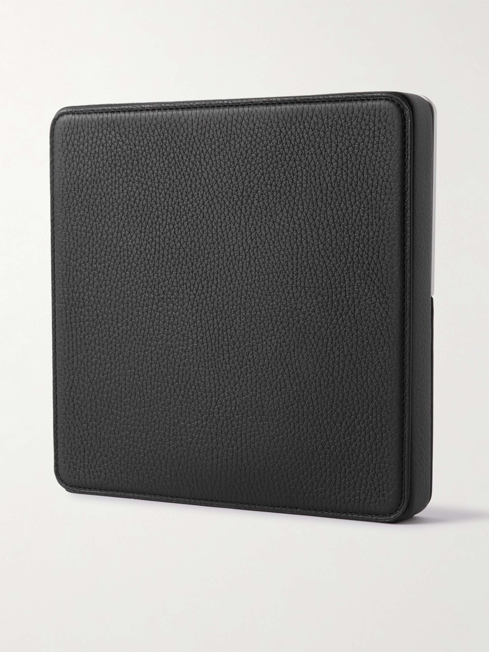CHARLES SIMON Logo-Print Full-Grain Leather and Silver-Tone Travel Wallet