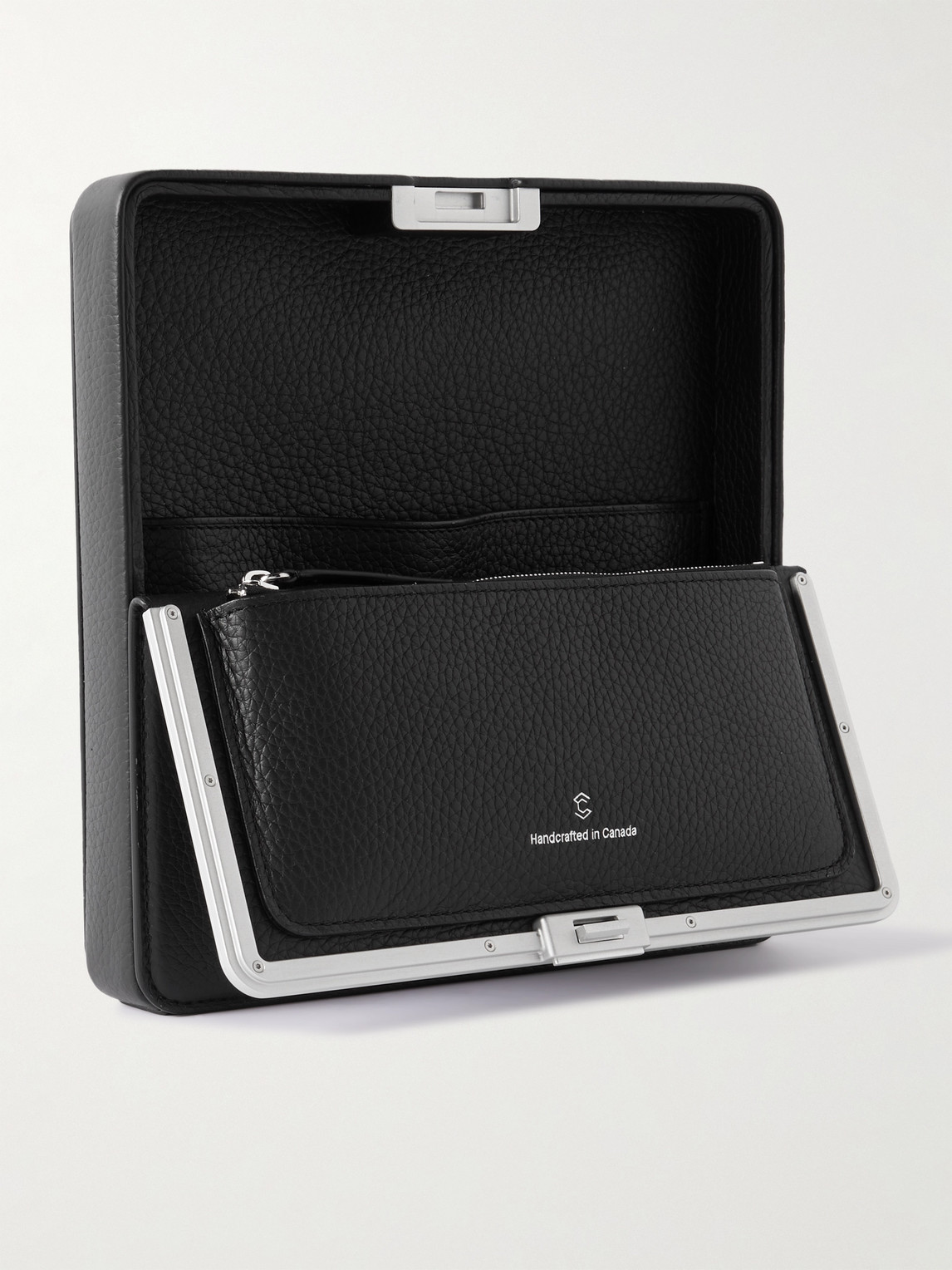 Shop Charles Simon Logo-print Full-grain Leather And Silver-tone Travel Wallet In Black