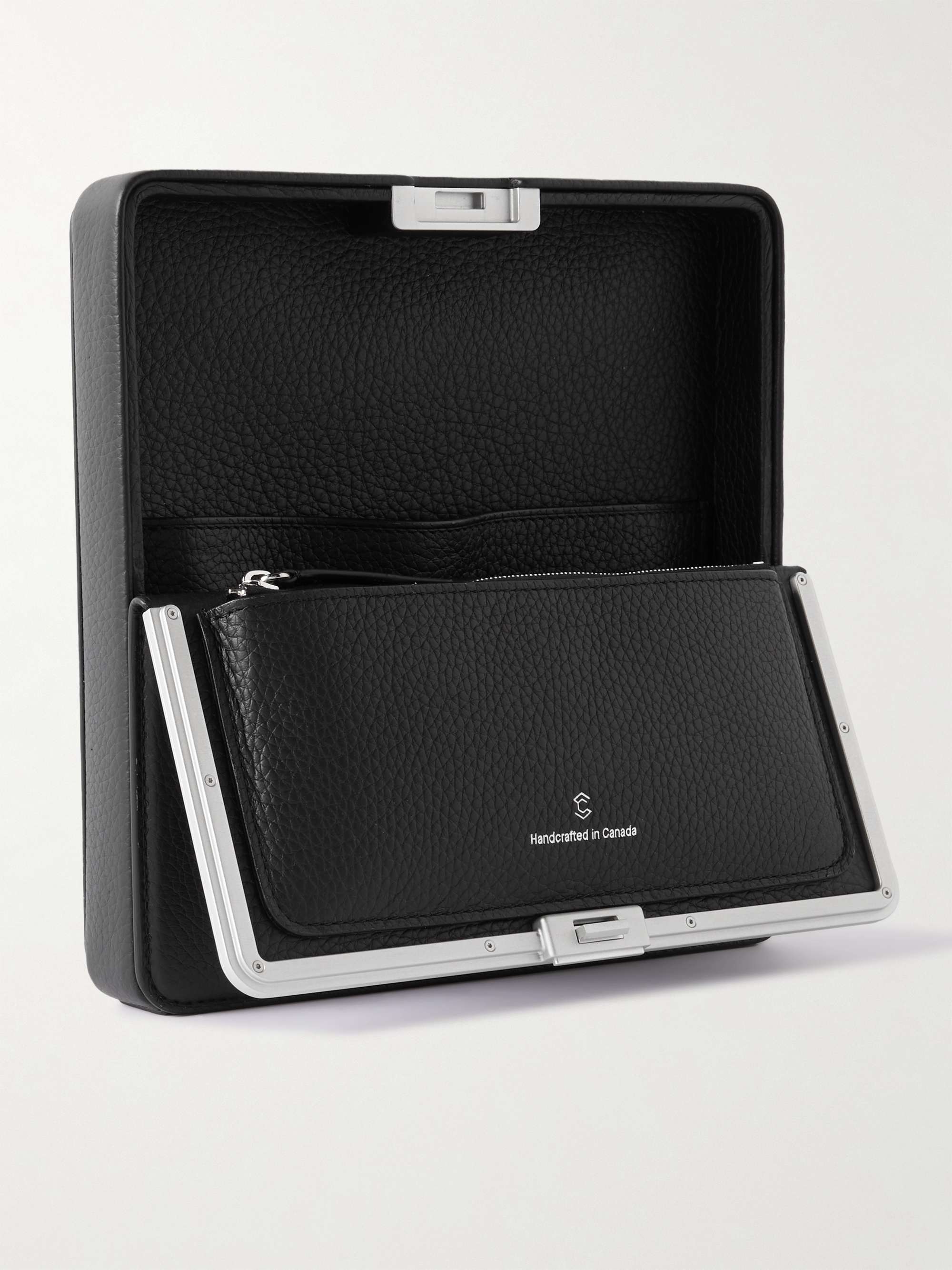 CHARLES SIMON Logo-Print Full-Grain Leather and Silver-Tone Travel Wallet