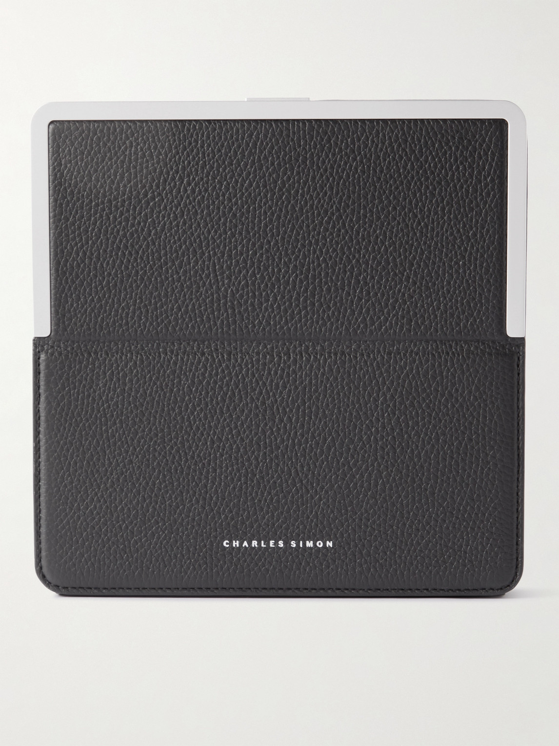 Logo-Print Full-Grain Leather and Silver-Tone Travel Wallet