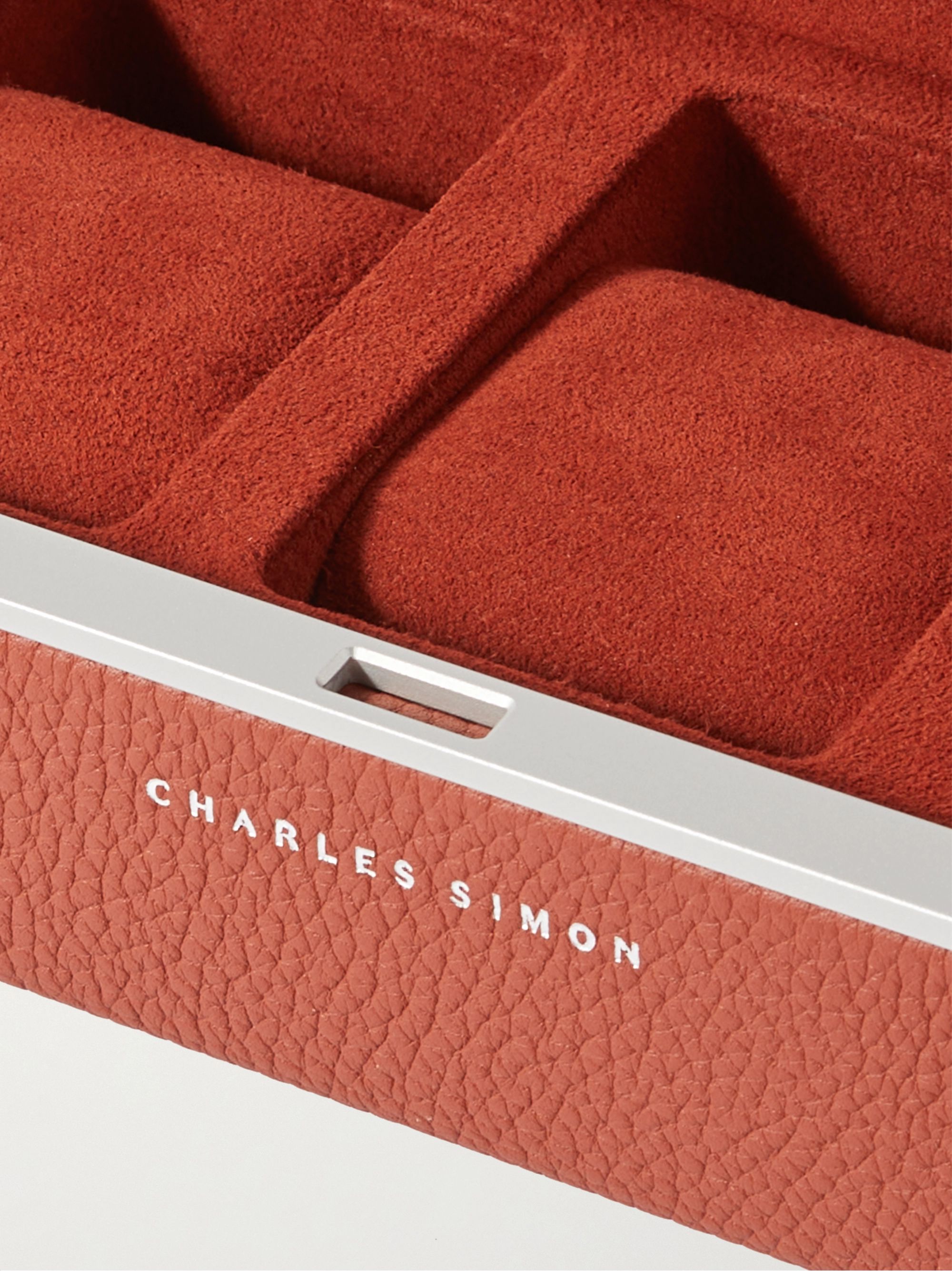 CHARLES SIMON Eaton Full-Grain Leather Three-Piece Travel Watch Case