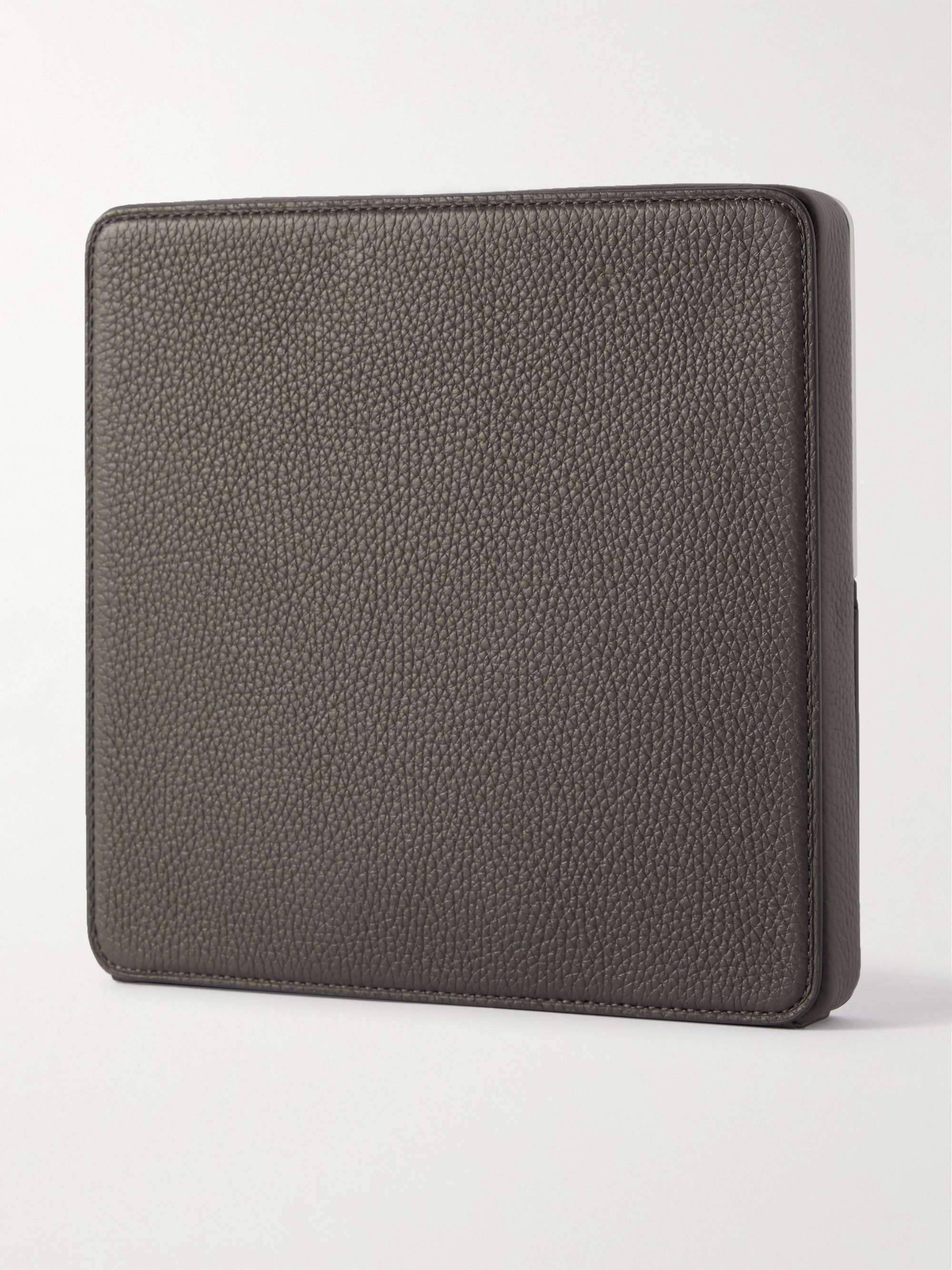 CHARLES SIMON Logo-Print Full-Grain Leather and Silver-Tone Travel Wallet