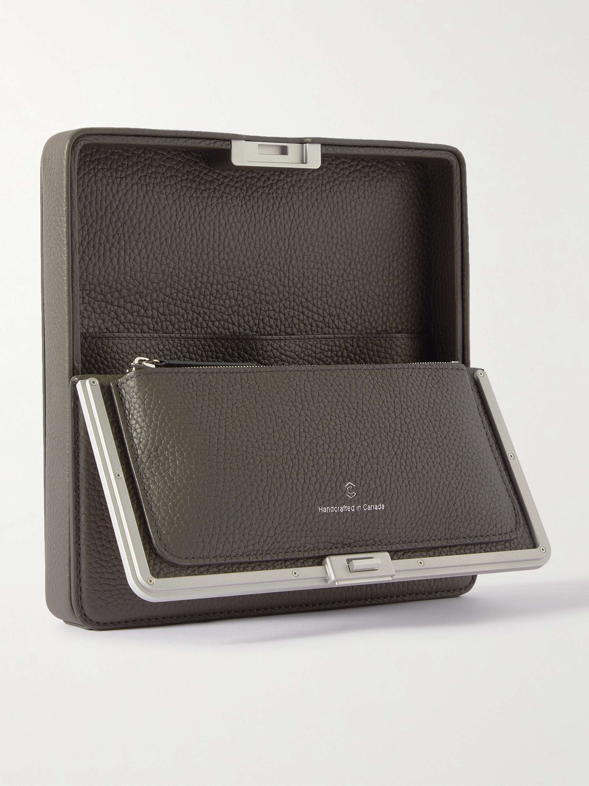 CHARLES SIMON Logo-Print Full-Grain Leather and Silver-Tone Travel Wallet