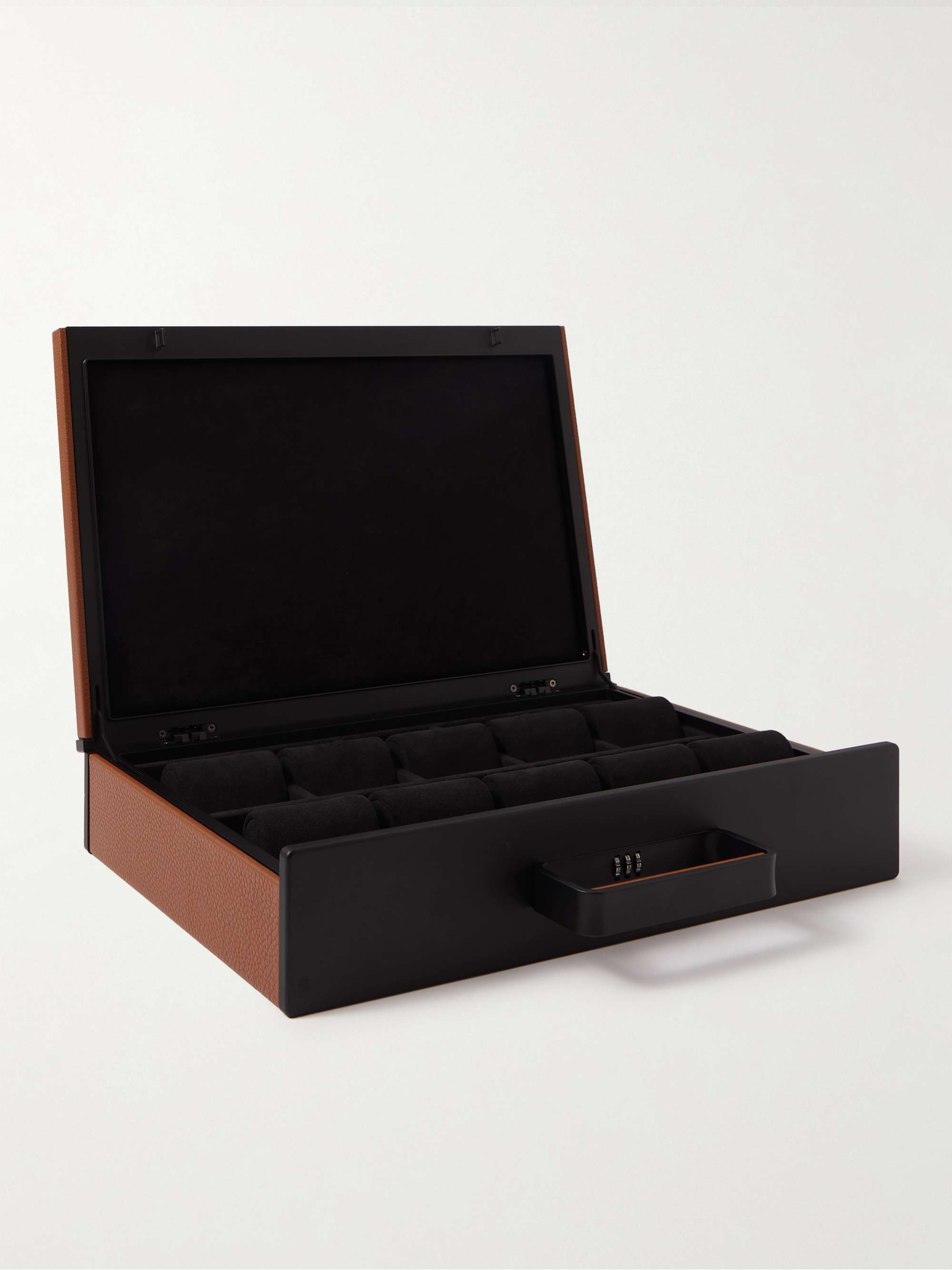 CHARLES SIMON Mackenzie Full-Grain Leather Ten-Piece Travel Watch Case