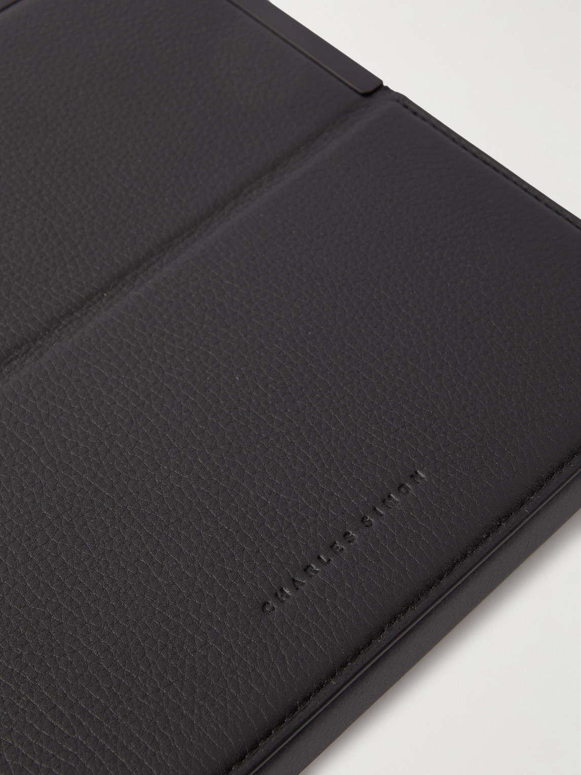Shop Charles Simon Logo-print Full-grain Leather Travel Wallet In Black