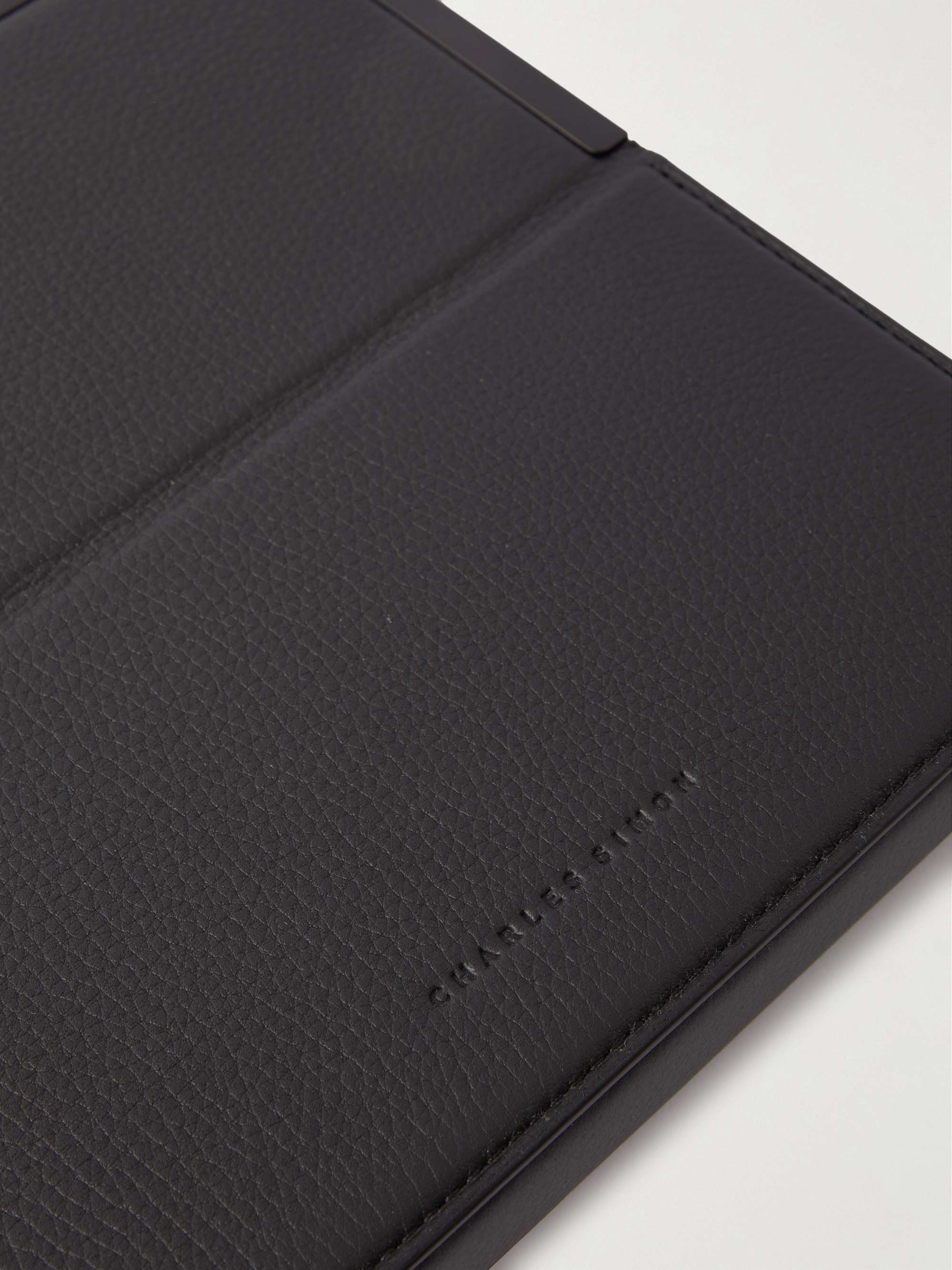 CHARLES SIMON Logo-Print Full-Grain Leather Travel Wallet