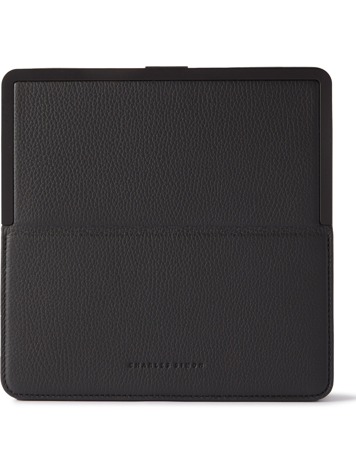 Charles Simon Logo-print Full-grain Leather Travel Wallet In Black
