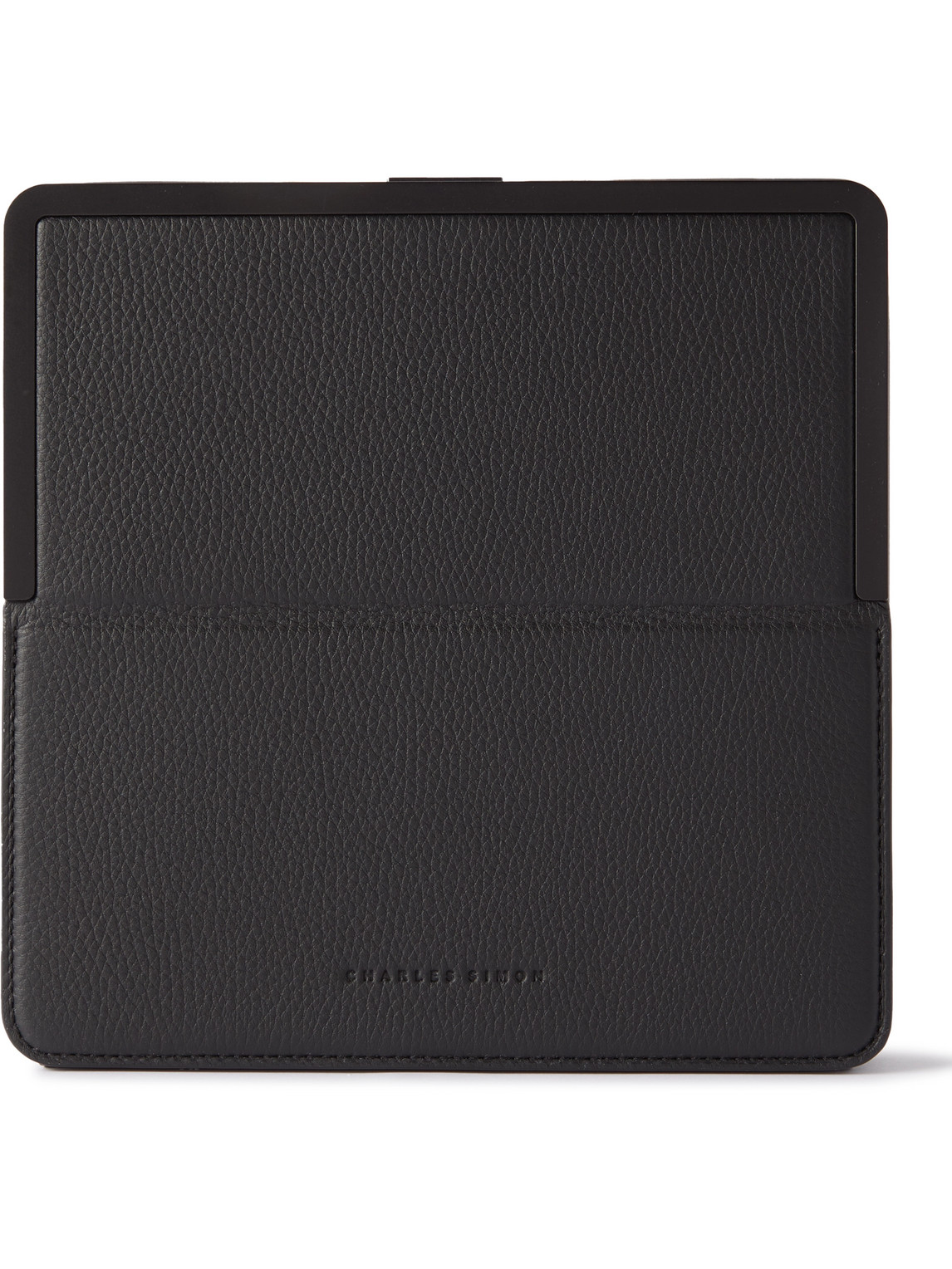 Charles Simon - Logo-Print Full-Grain Leather Travel Wallet - Men - Black
