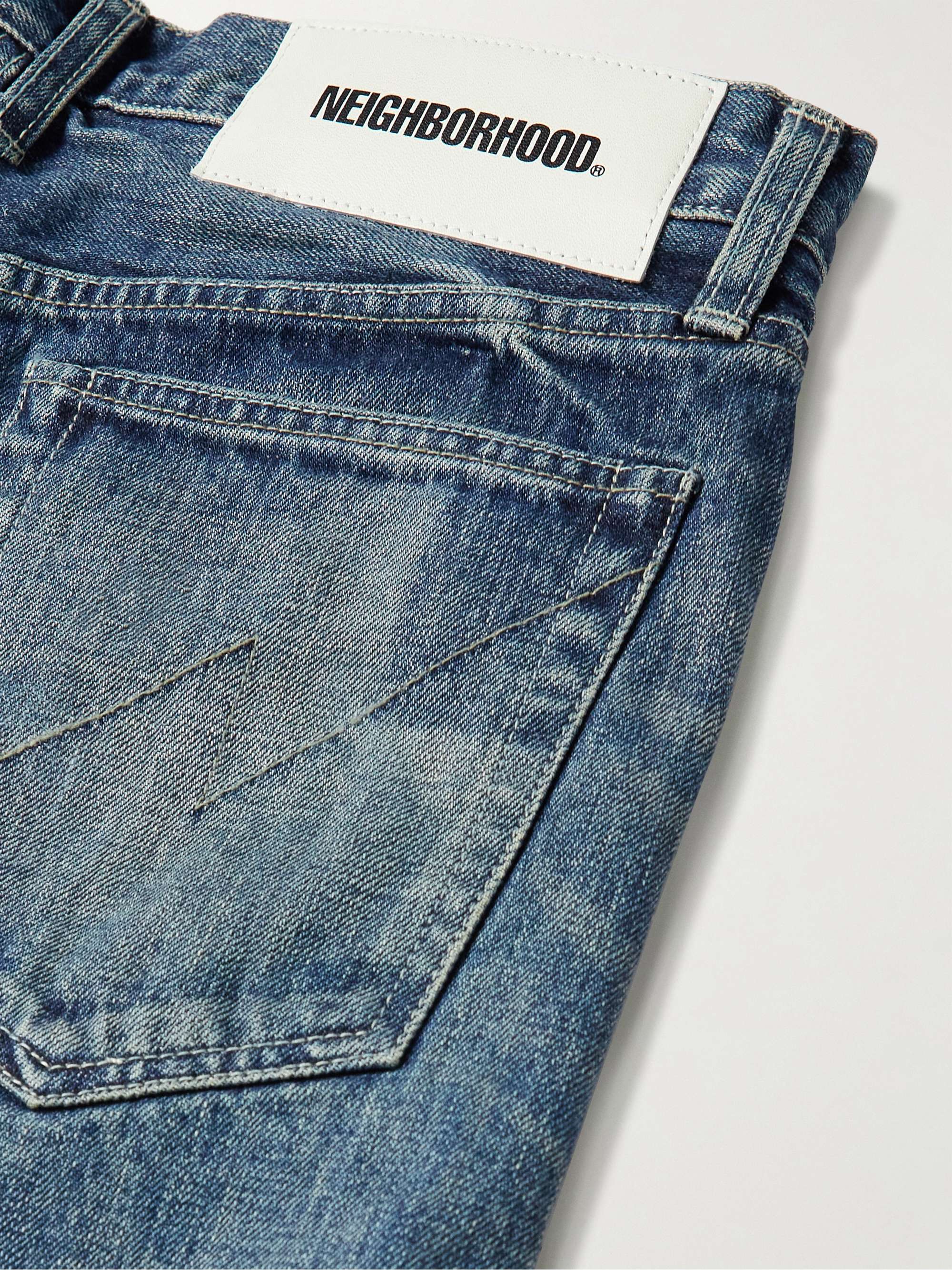 NEIGHBORHOOD Straight-Leg Logo-Appliquéd Garment-Dyed Selvedge Jeans