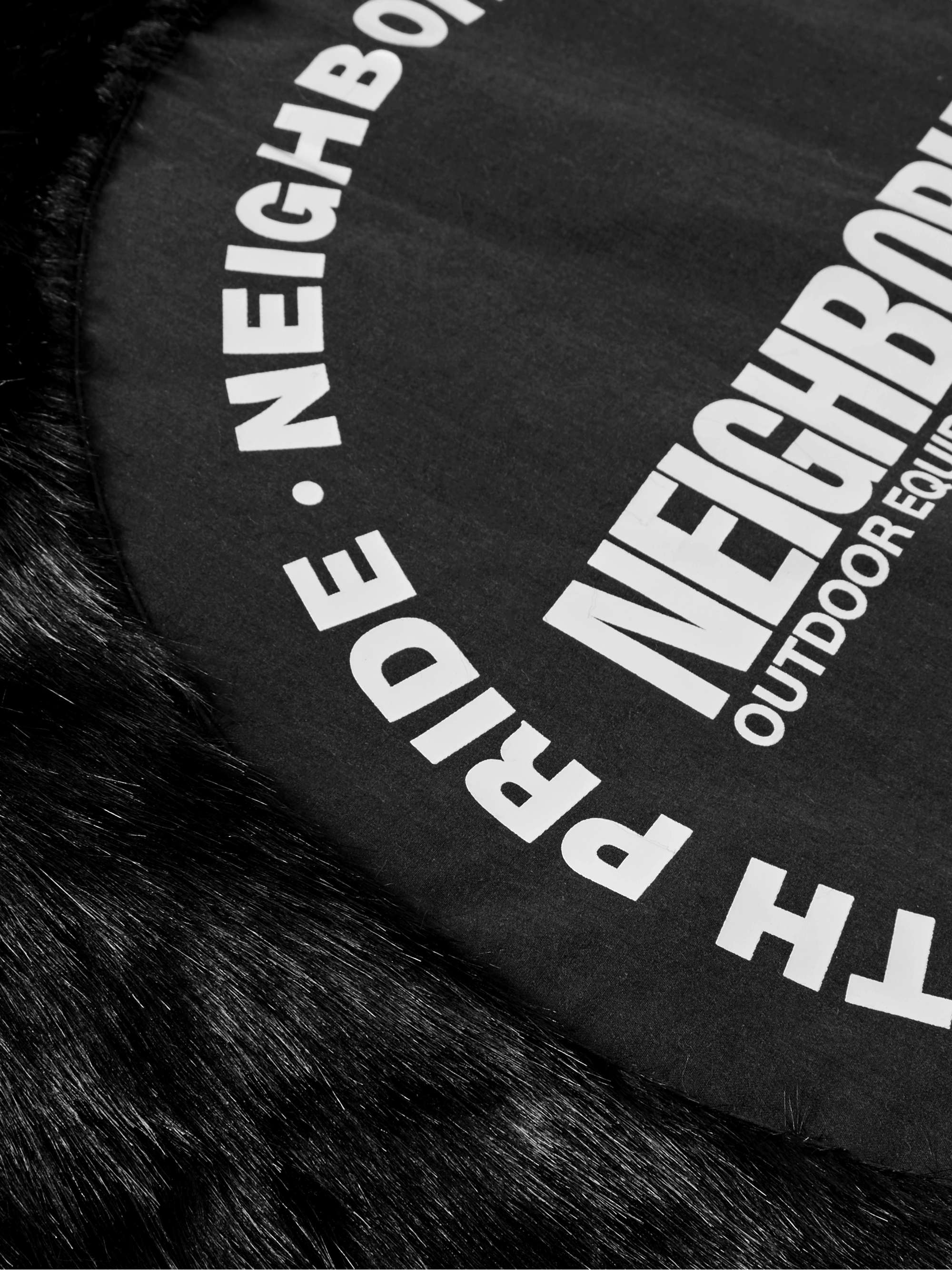 NEIGHBORHOOD Logo-Embellished Shell-Trimmed Faux Fur Cushion Cover