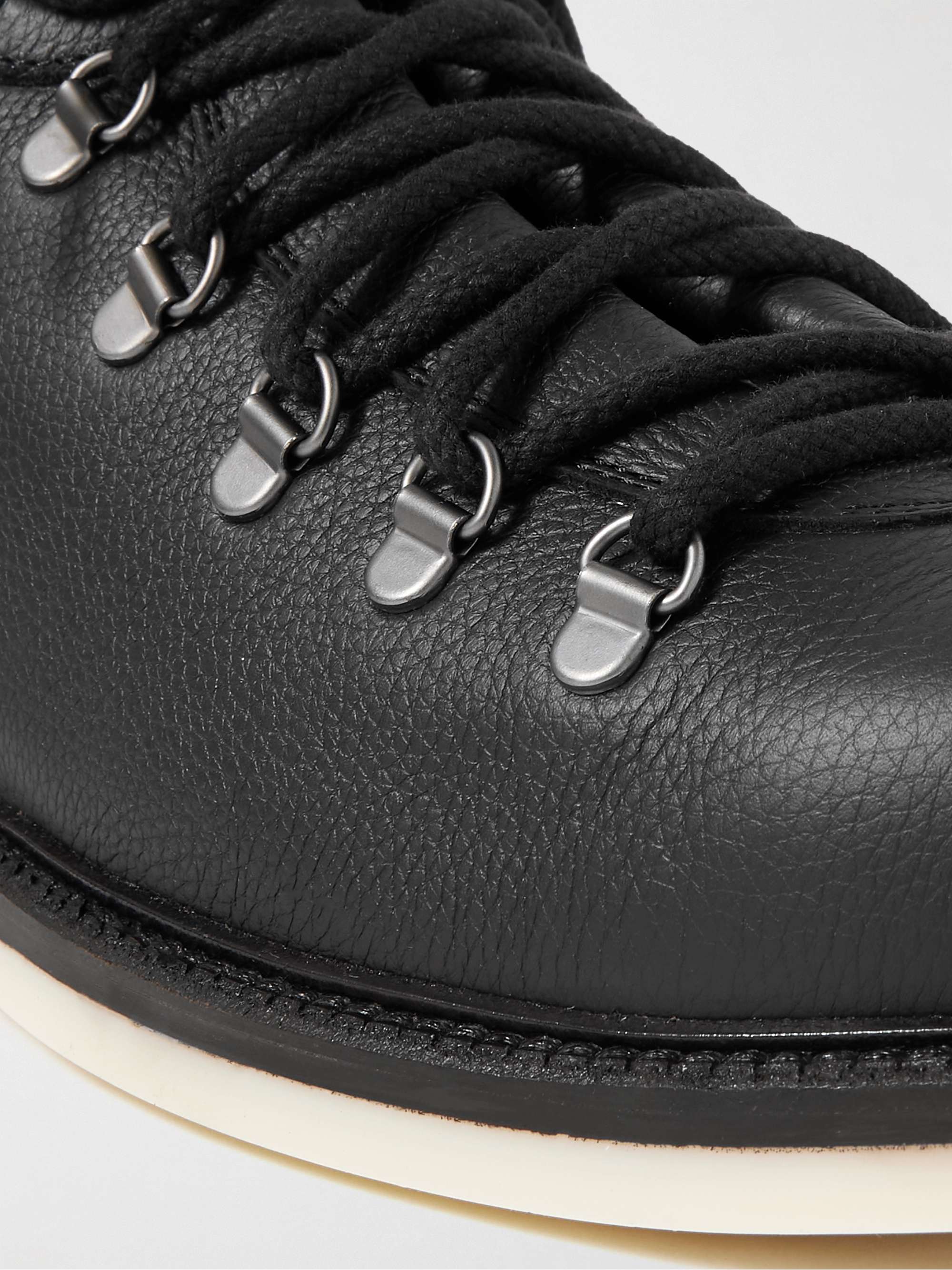 LORO PIANA Laax Walk Baby Cashmere-Trimmed Textured-Leather Hiking Boots