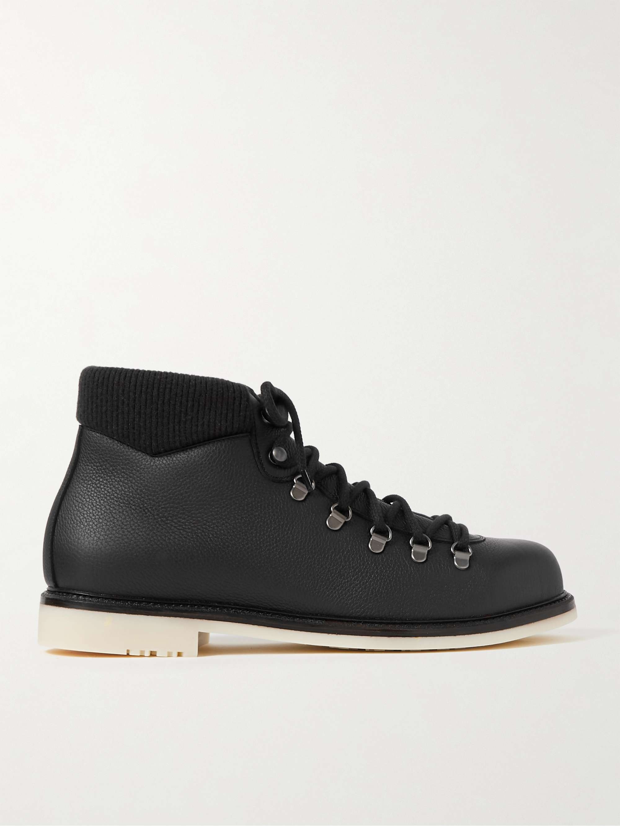 Laax Walk Baby Cashmere Trimmed Textured Leather Hiking Boots