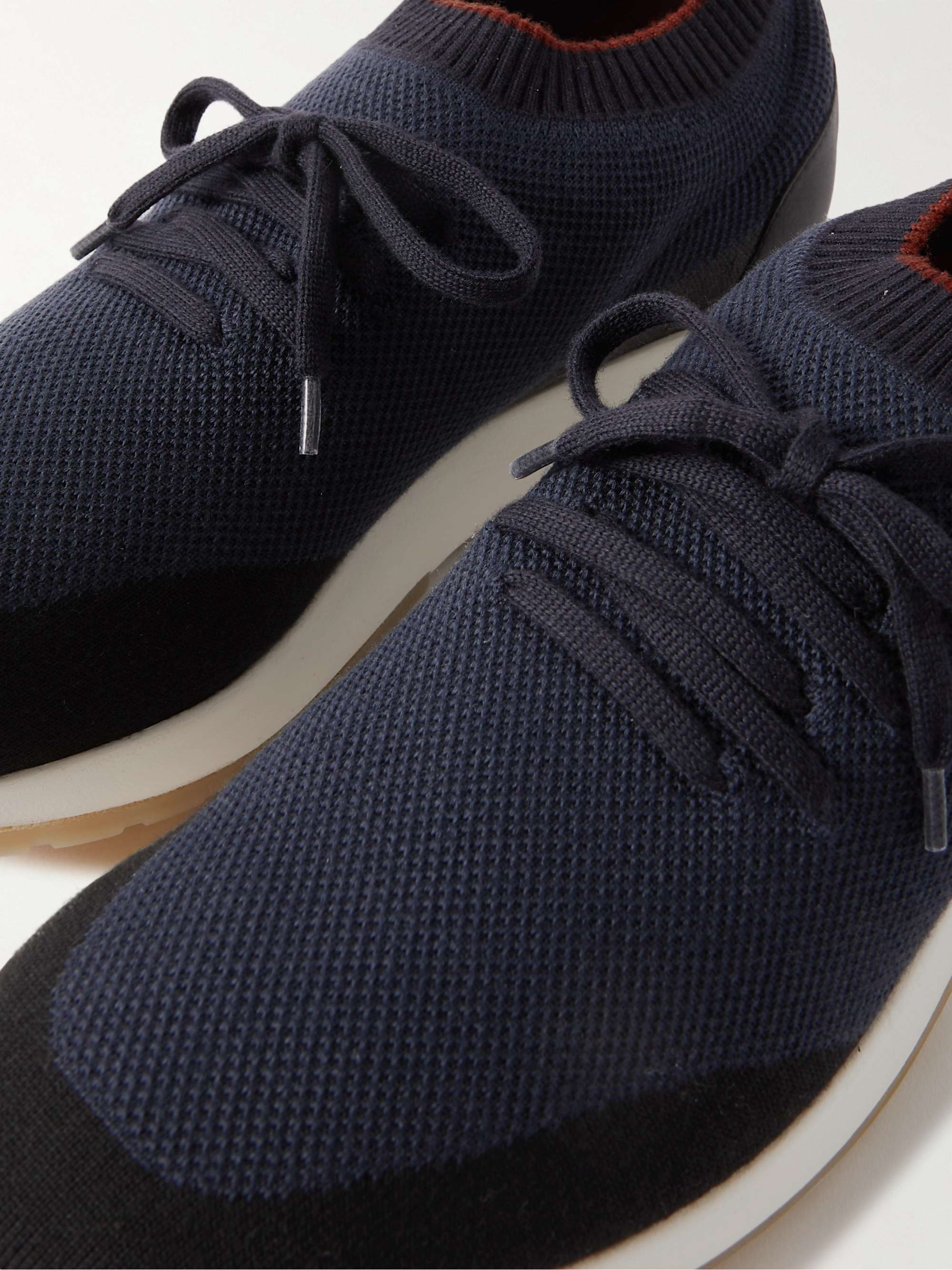 LORO PIANA 360 Flexy Walk Leather-Trimmed Knitted Wish Wool Sneakers