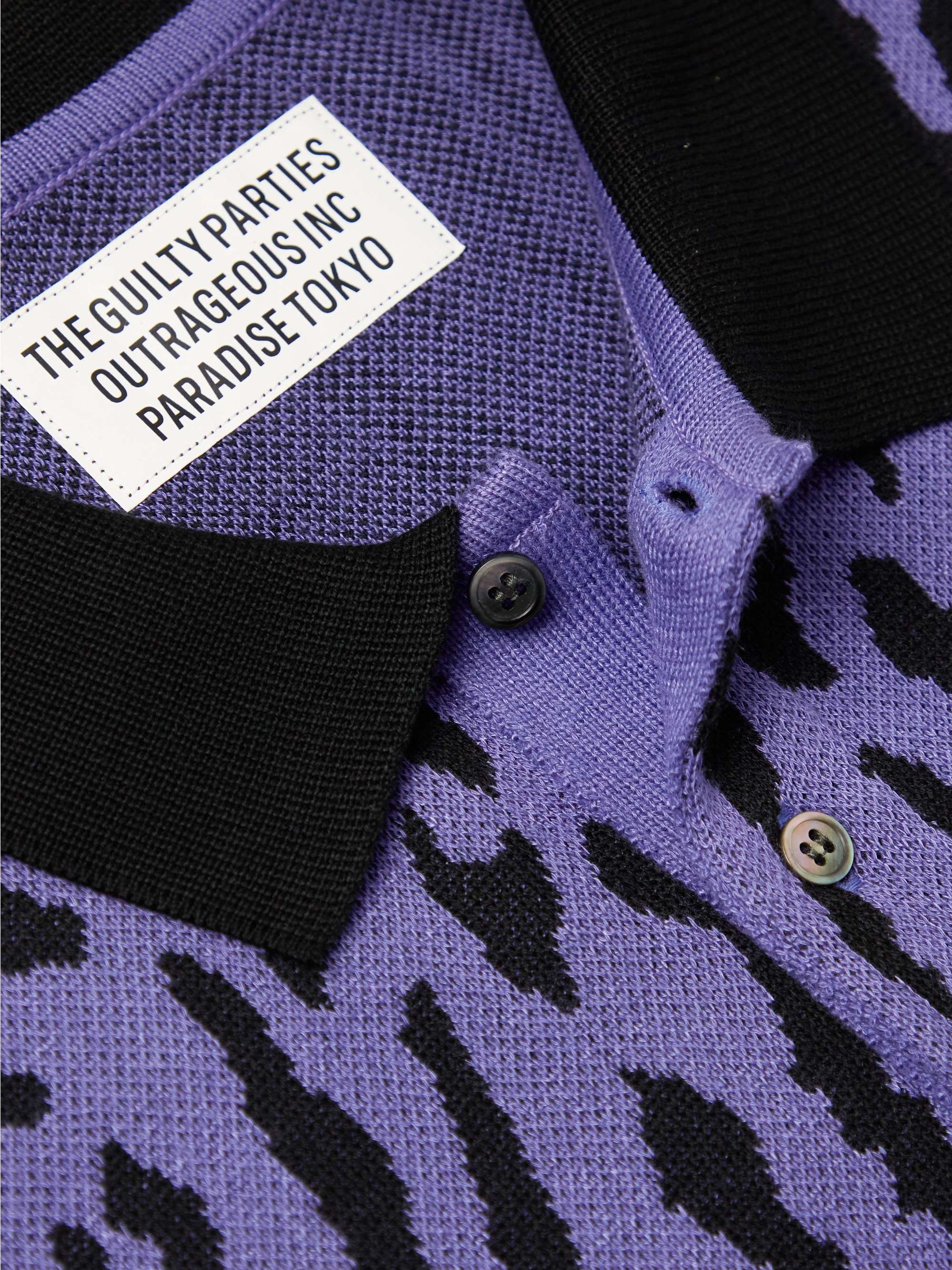 Logo-Embroidered Leopard-Print Cotton-Blend Polo Shirt