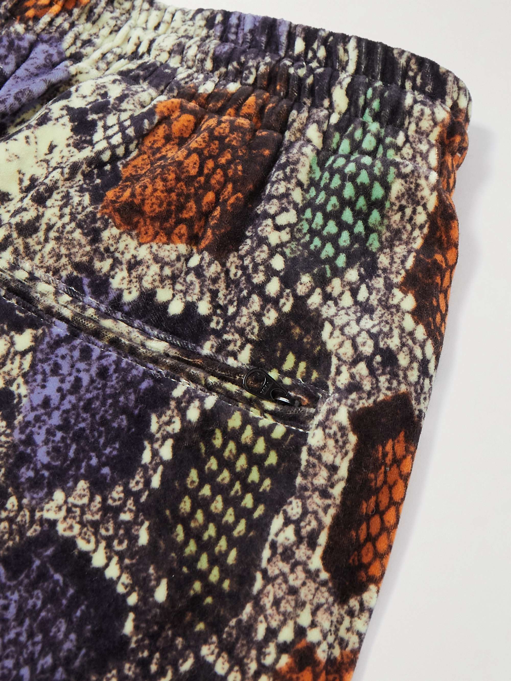 WACKO MARIA Tapered Snake-Print Cotton-Velvet Sweatpants