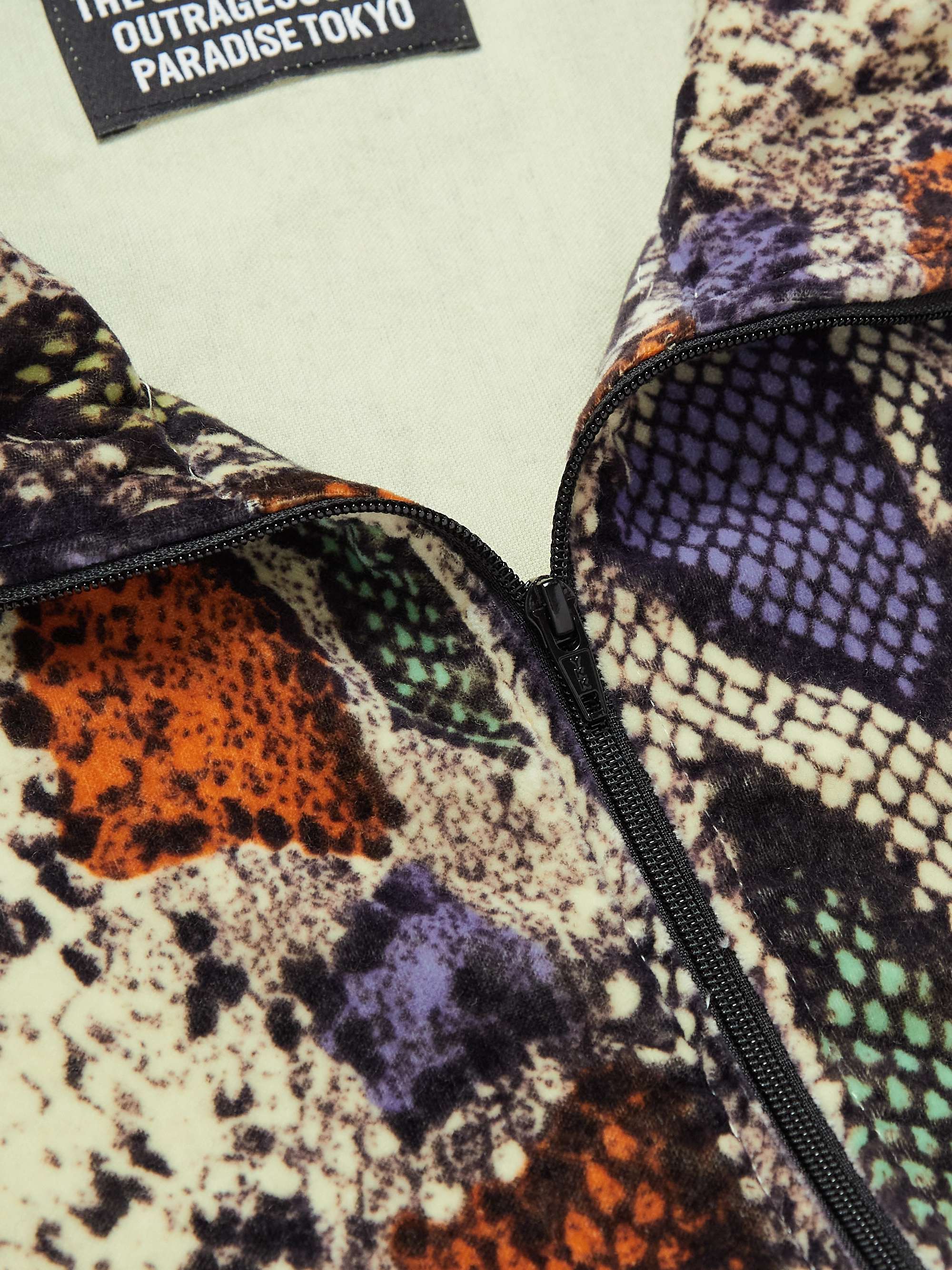 Snake-Print Cotton-Velvet Track Jacket
