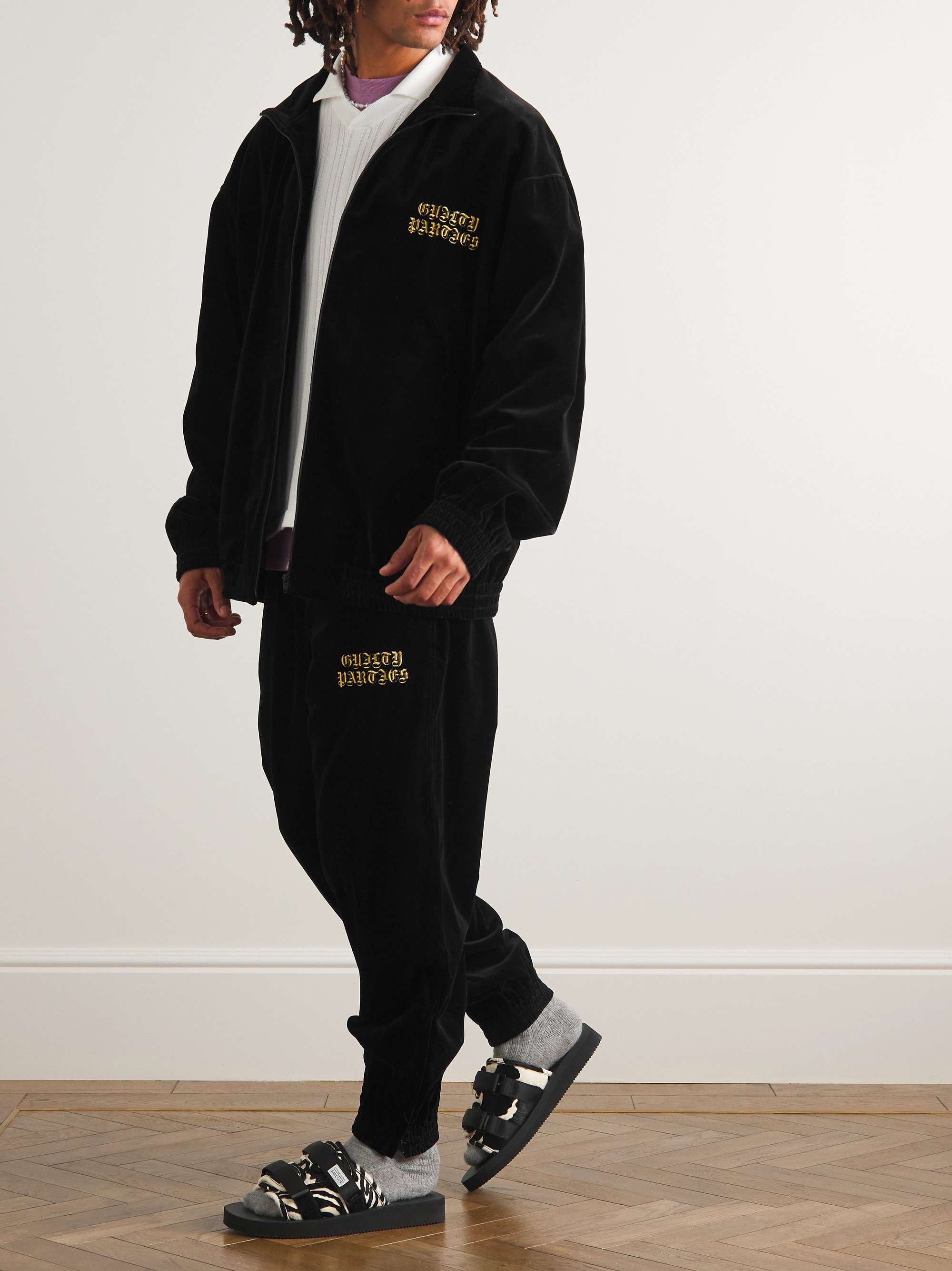 Logo-Embroidered Cotton-Velvet Track Jacket