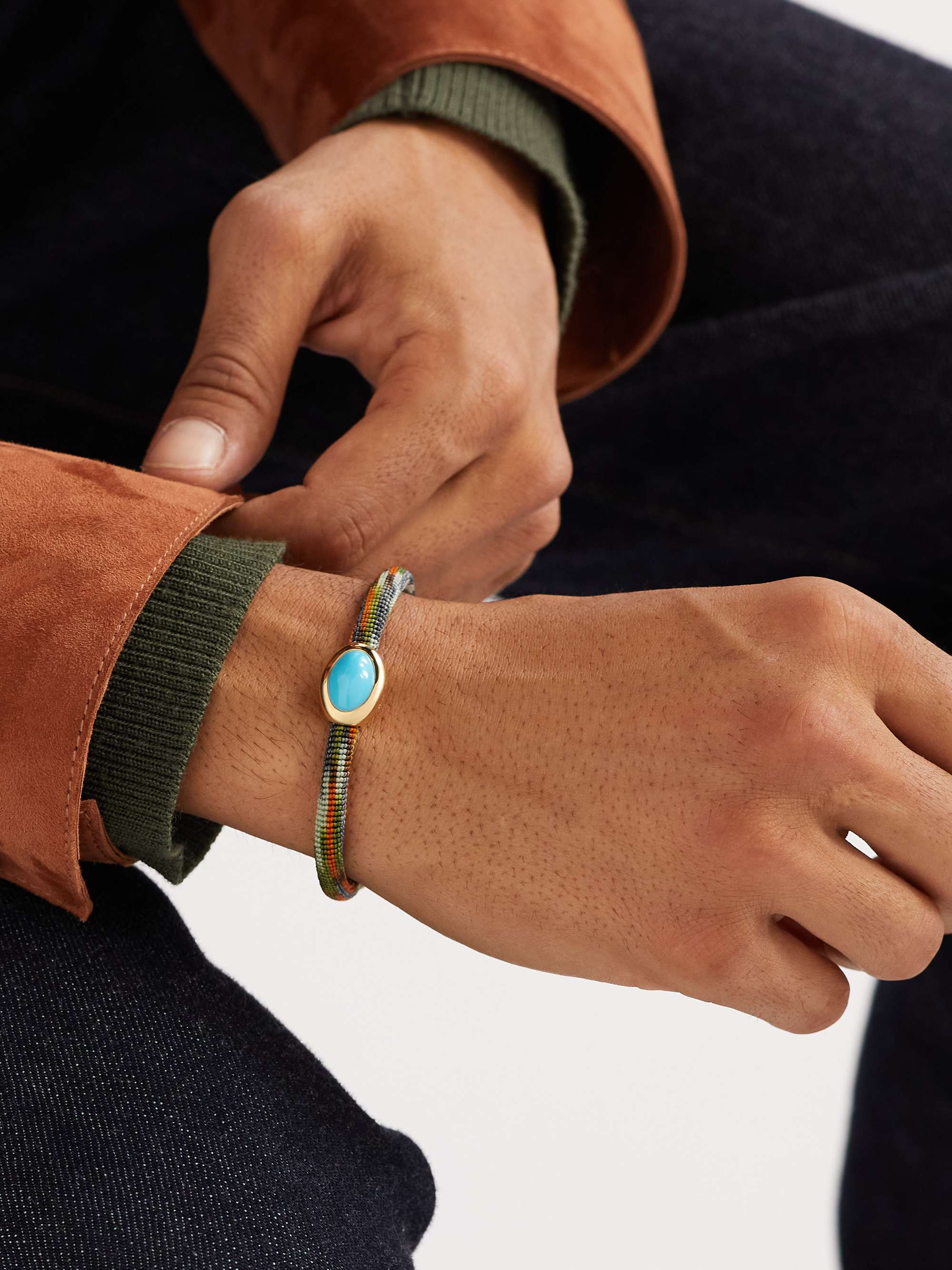OLE LYNGGAARD COPENHAGEN Life Gold, Turquoise and Cord Bracelet