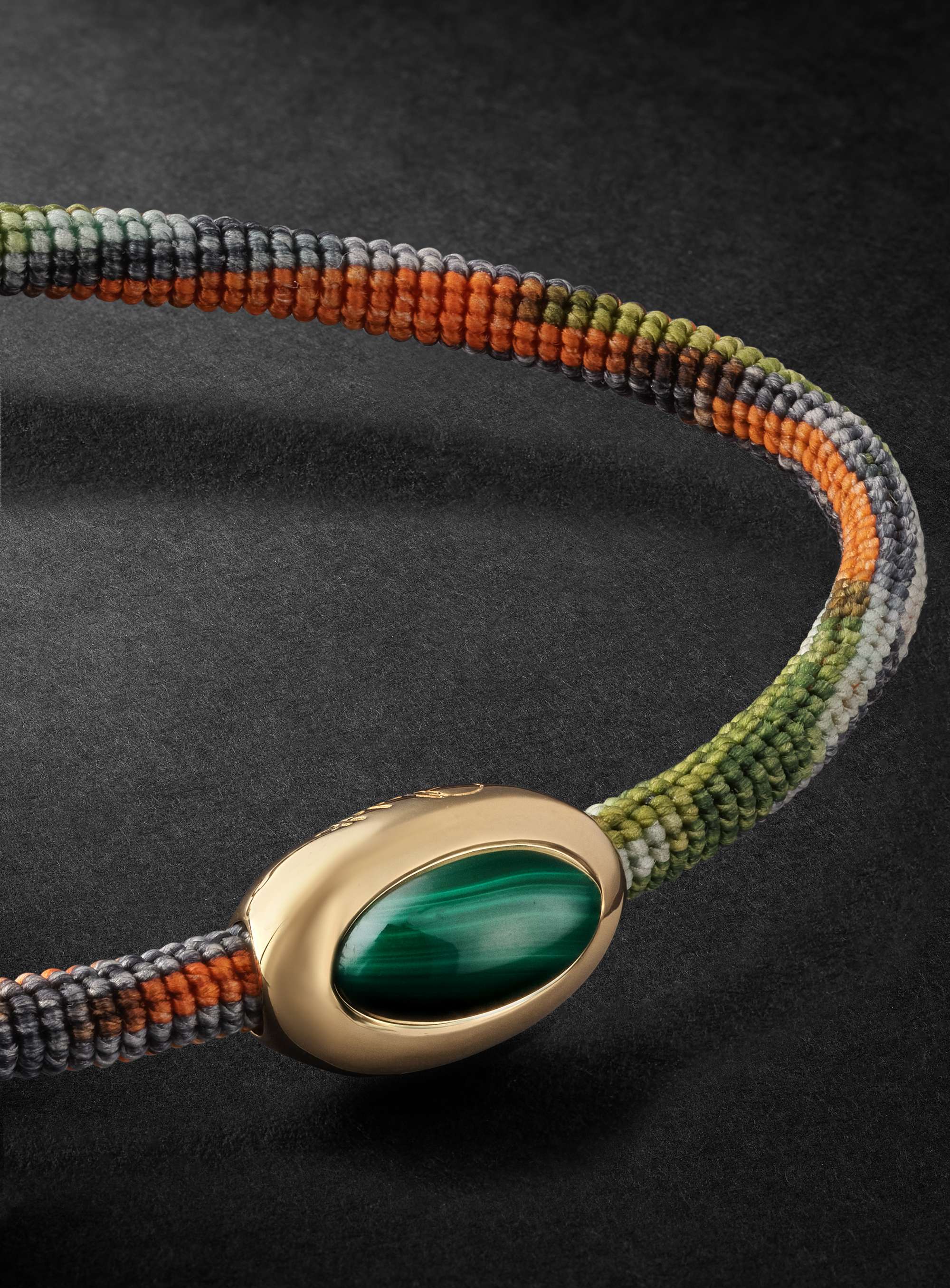 OLE LYNGGAARD COPENHAGEN Life Gold, Malachite and Cord Bracelet