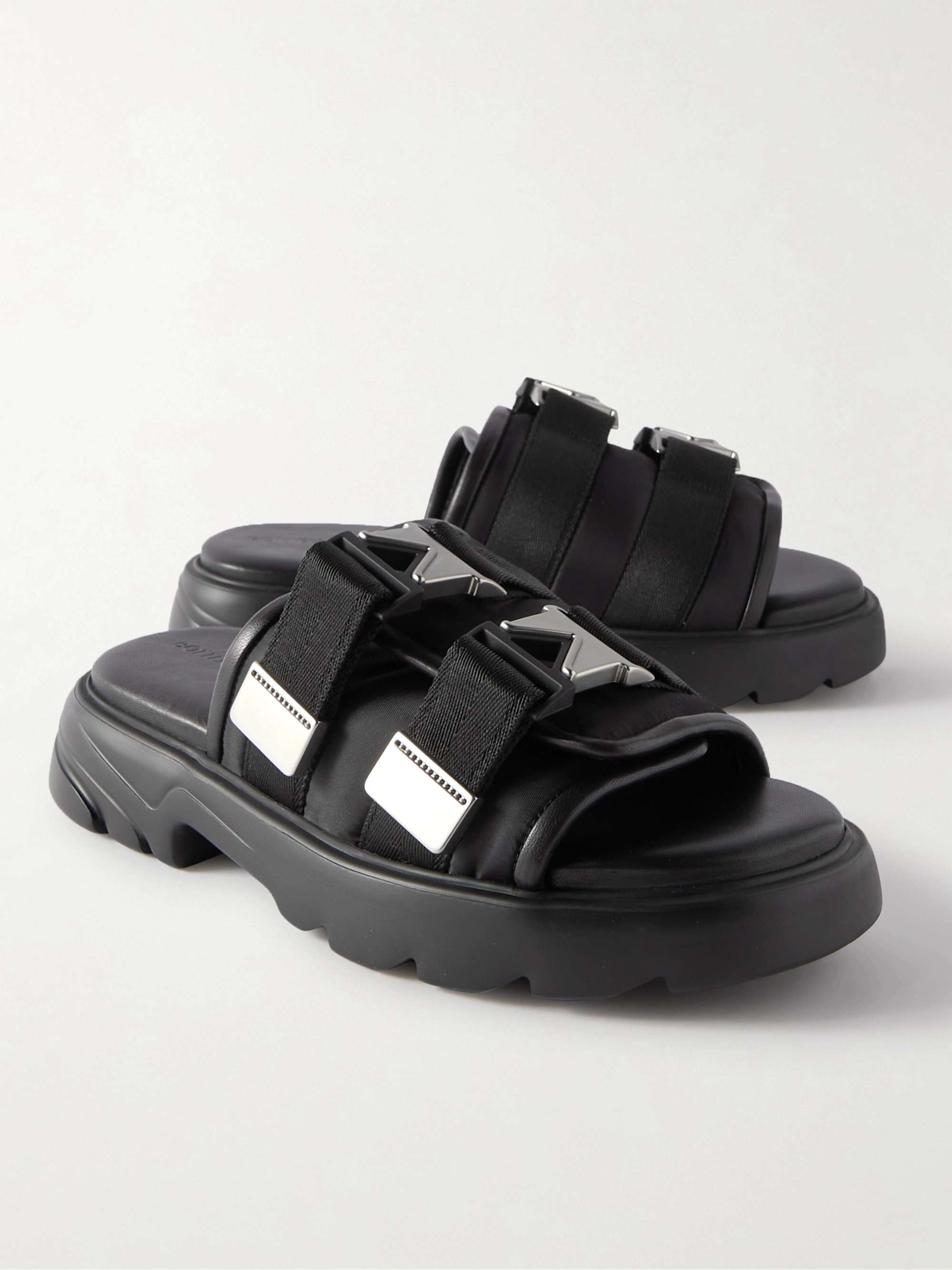 BOTTEGA VENETA Bomber Webbing-Trimmed Shell and Leather Sandals