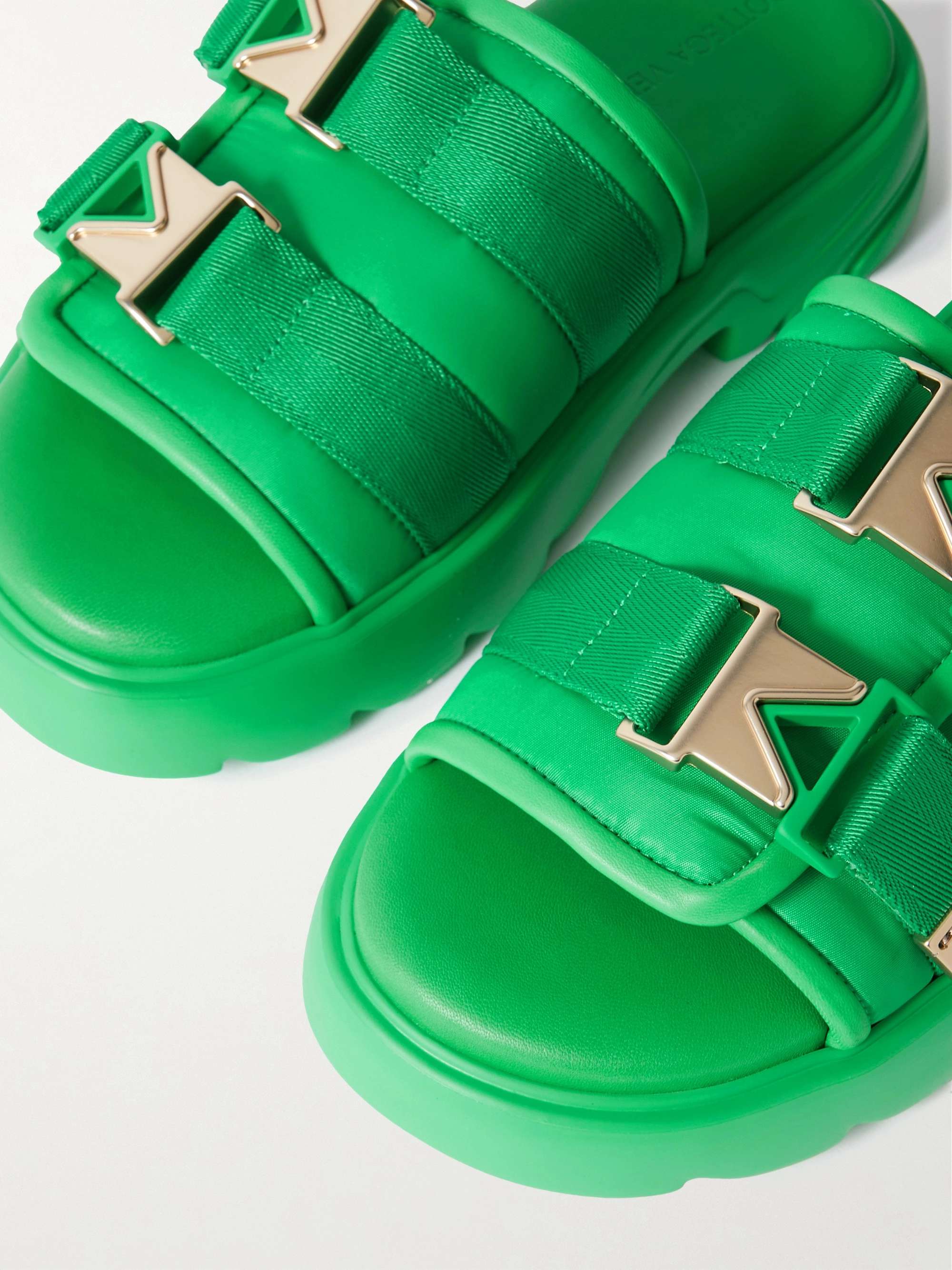 BOTTEGA VENETA Bomber Webbing-Trimmed Shell and Leather Sandals