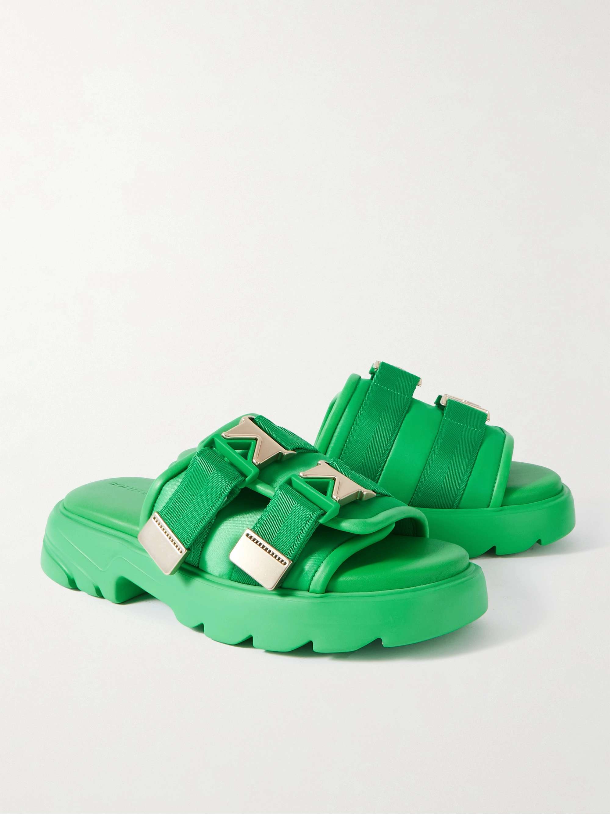 BOTTEGA VENETA Bomber Webbing-Trimmed Shell and Leather Sandals