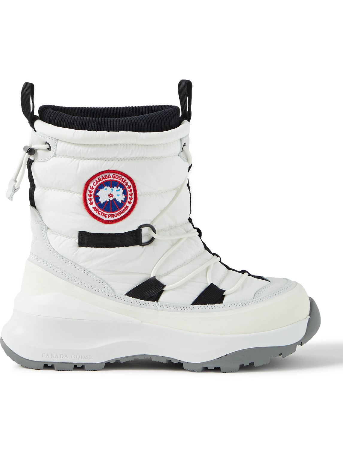 Shop Canada Goose Toronto Suede-trimmed Quilted Shell Boots In White
