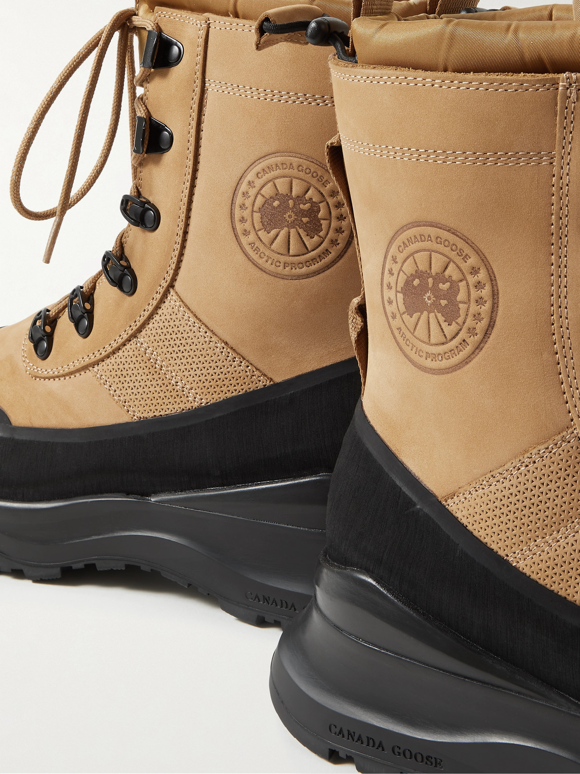 Shop Canada Goose Armstrong Rubber-trimmed Nubuck Boots In Brown