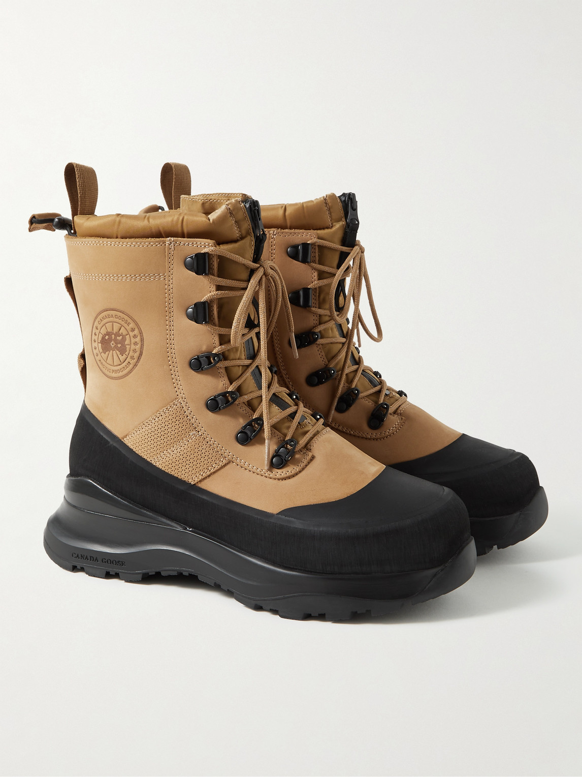 Shop Canada Goose Armstrong Rubber-trimmed Nubuck Boots In Brown