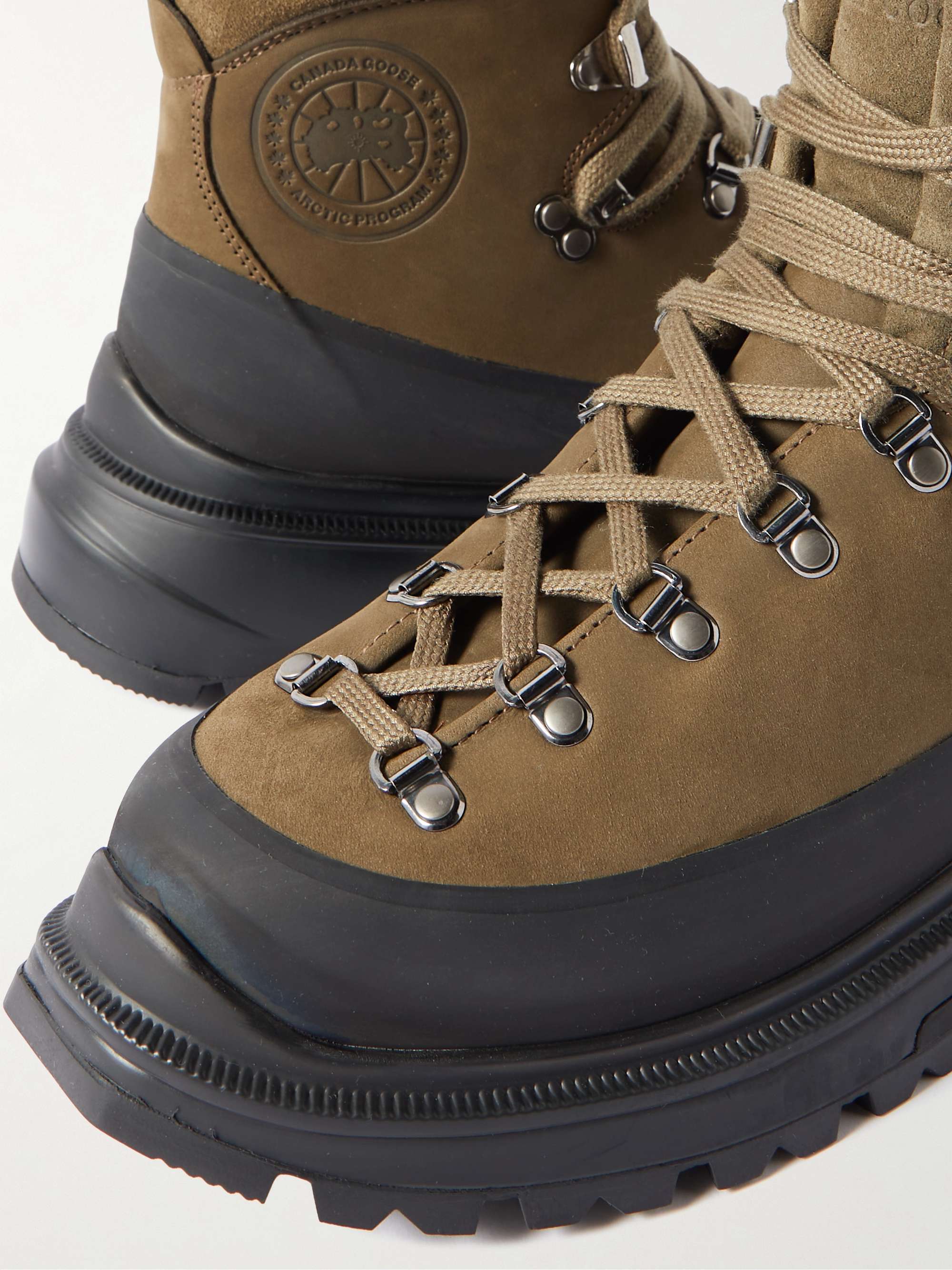 CANADA GOOSE Journey Rubber and Nubuck-Trimmed Full-Grain Leather Hiking Boots