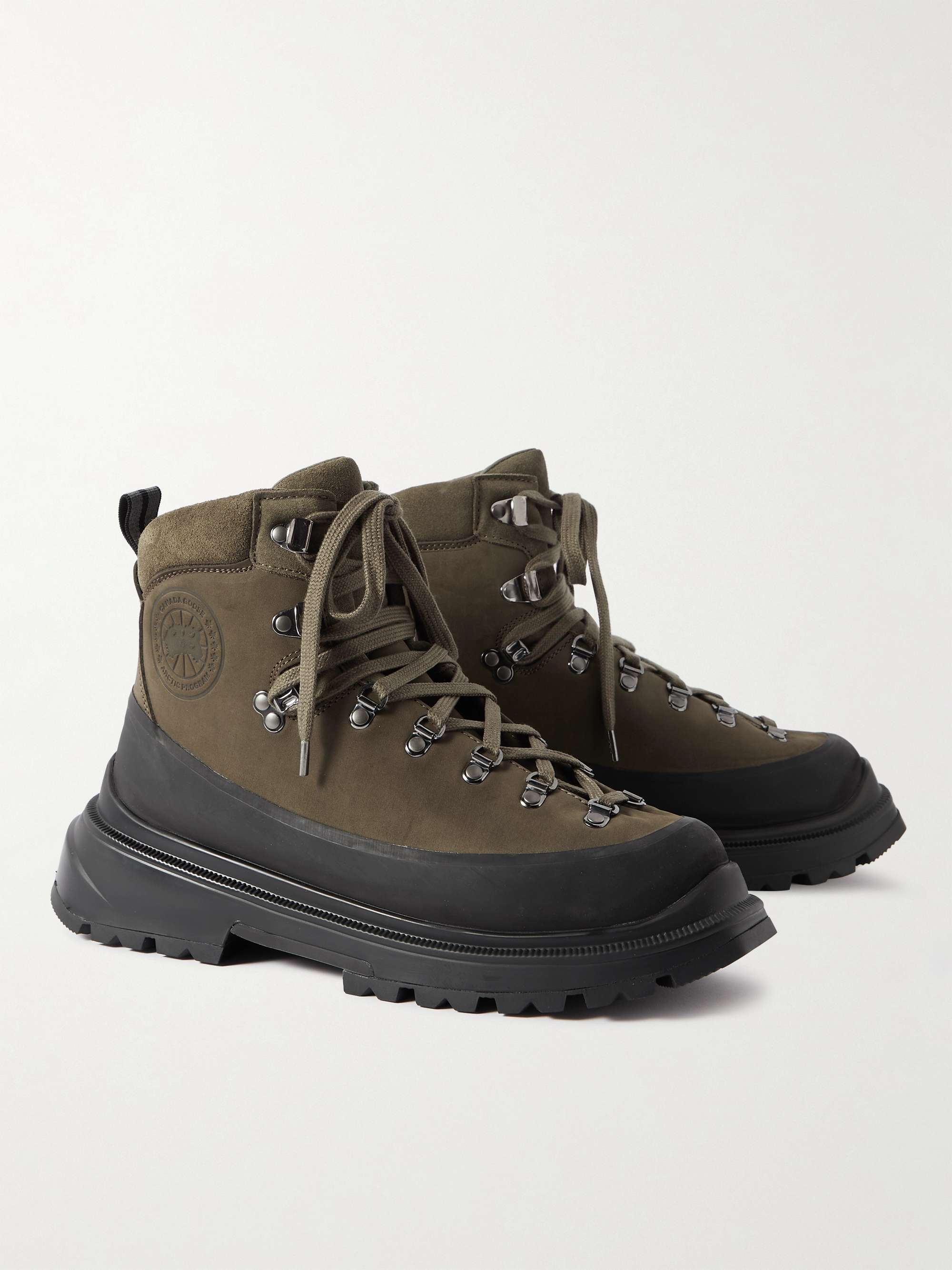 CANADA GOOSE Journey Rubber and Nubuck-Trimmed Full-Grain Leather Hiking Boots