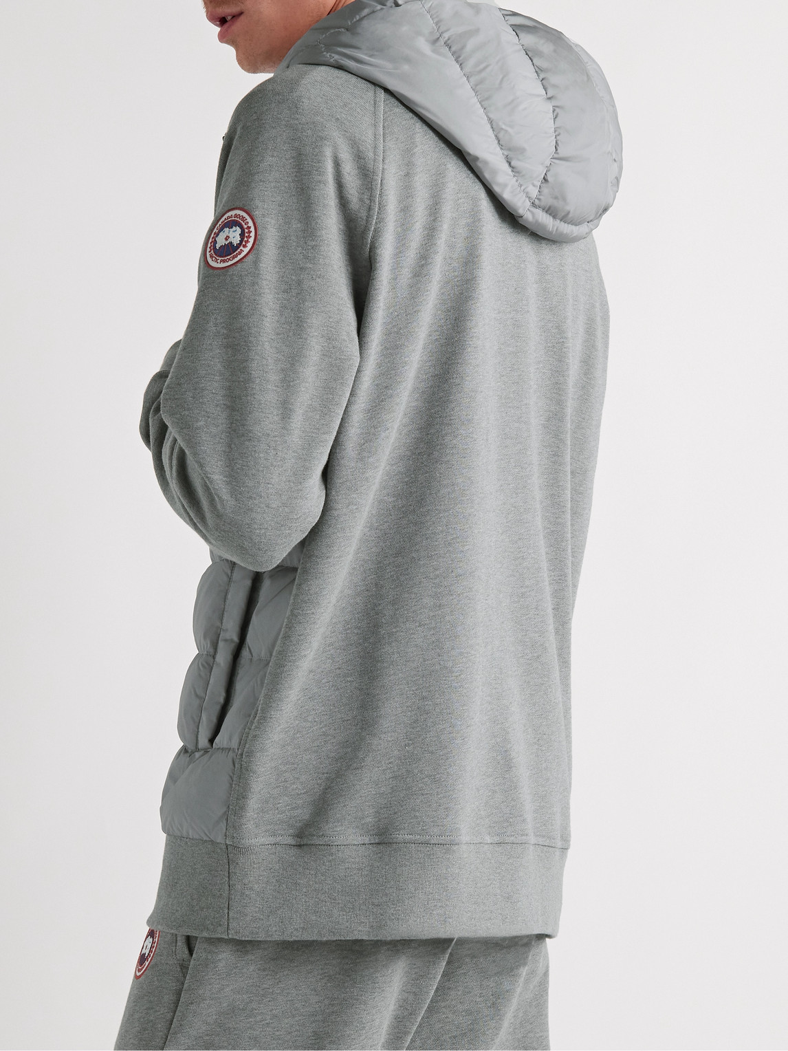 Canada Goose Hybridge Huron Quilted Shell And Cotton-jersey Down Jacket In Gray