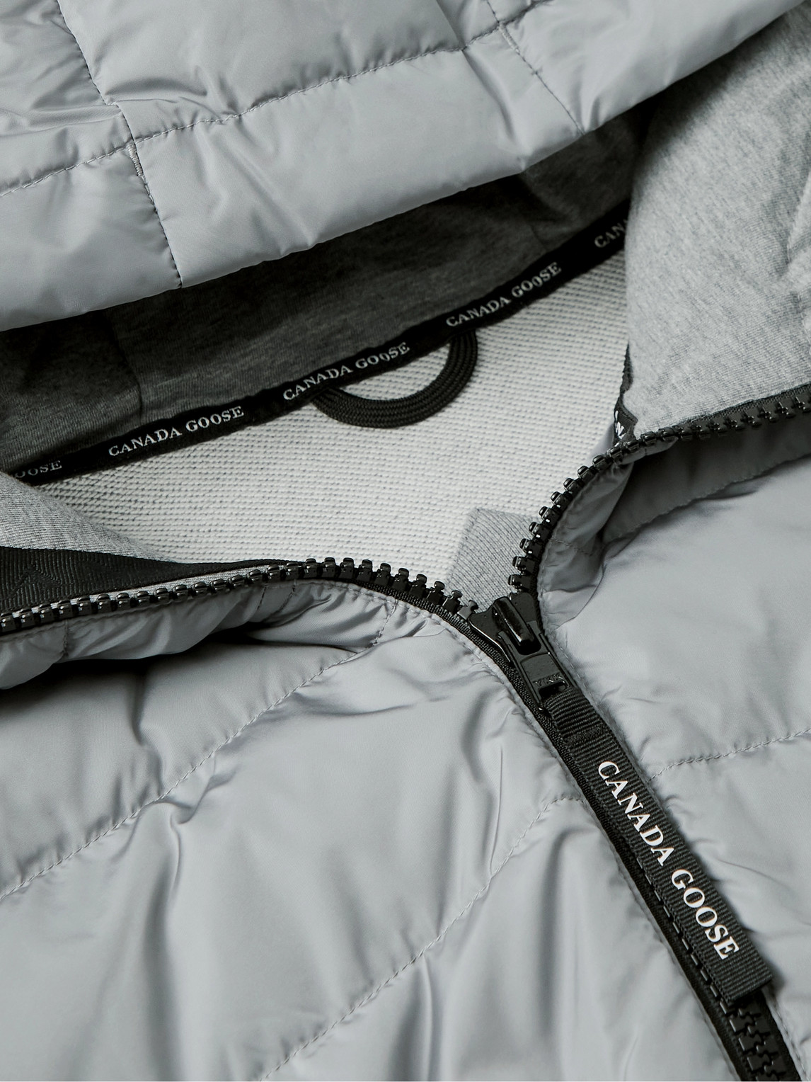 Canada Goose Hybridge Huron Quilted Shell And Cotton-jersey Down Jacket In Gray