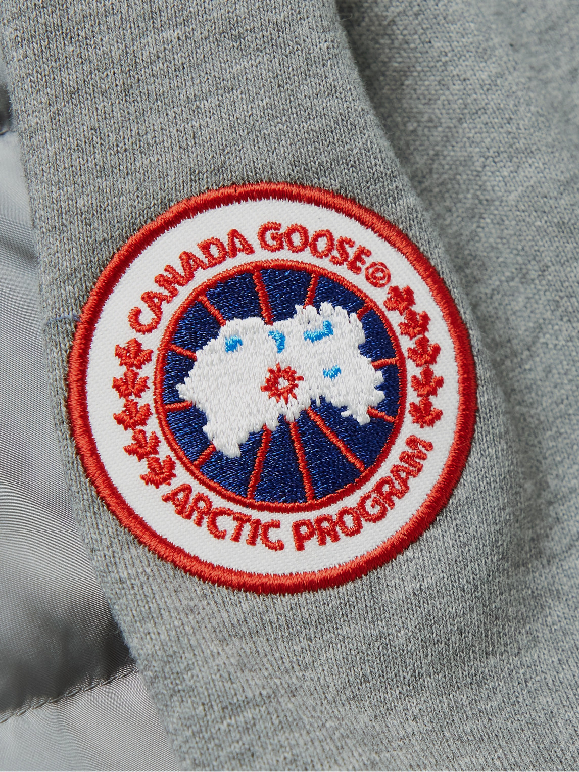 Canada Goose Hybridge Huron Quilted Shell And Cotton-jersey Down Jacket In Gray