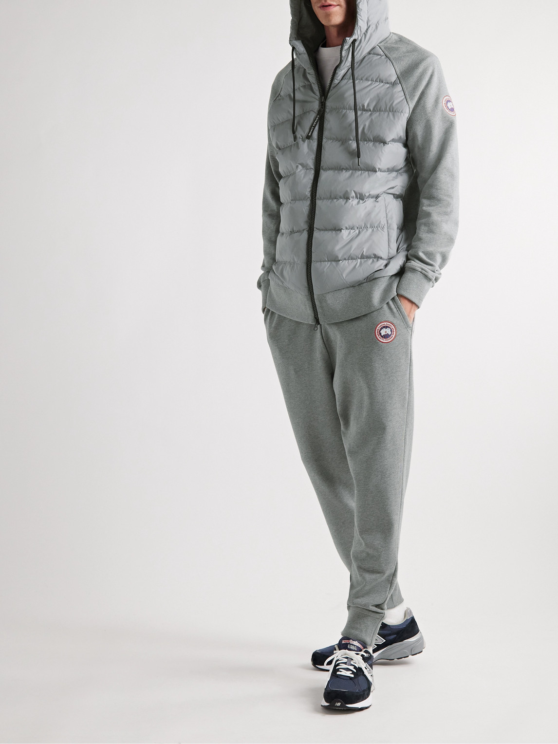 Canada Goose Hybridge Huron Quilted Shell And Cotton-jersey Down Jacket In Gray