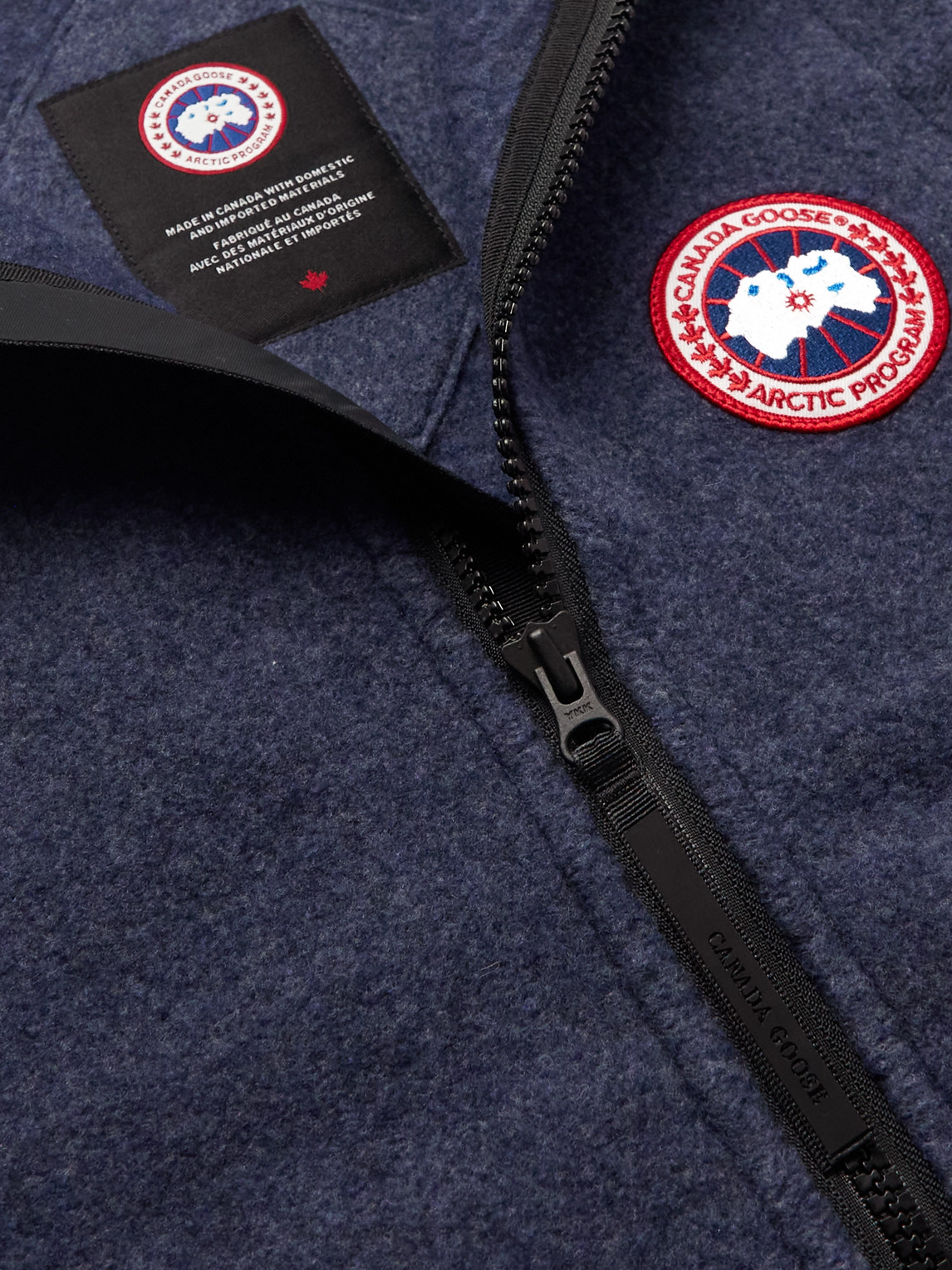 Shop Canada Goose Mersey Logo-appliquéd Wool-blend Fleece Gilet In Blue