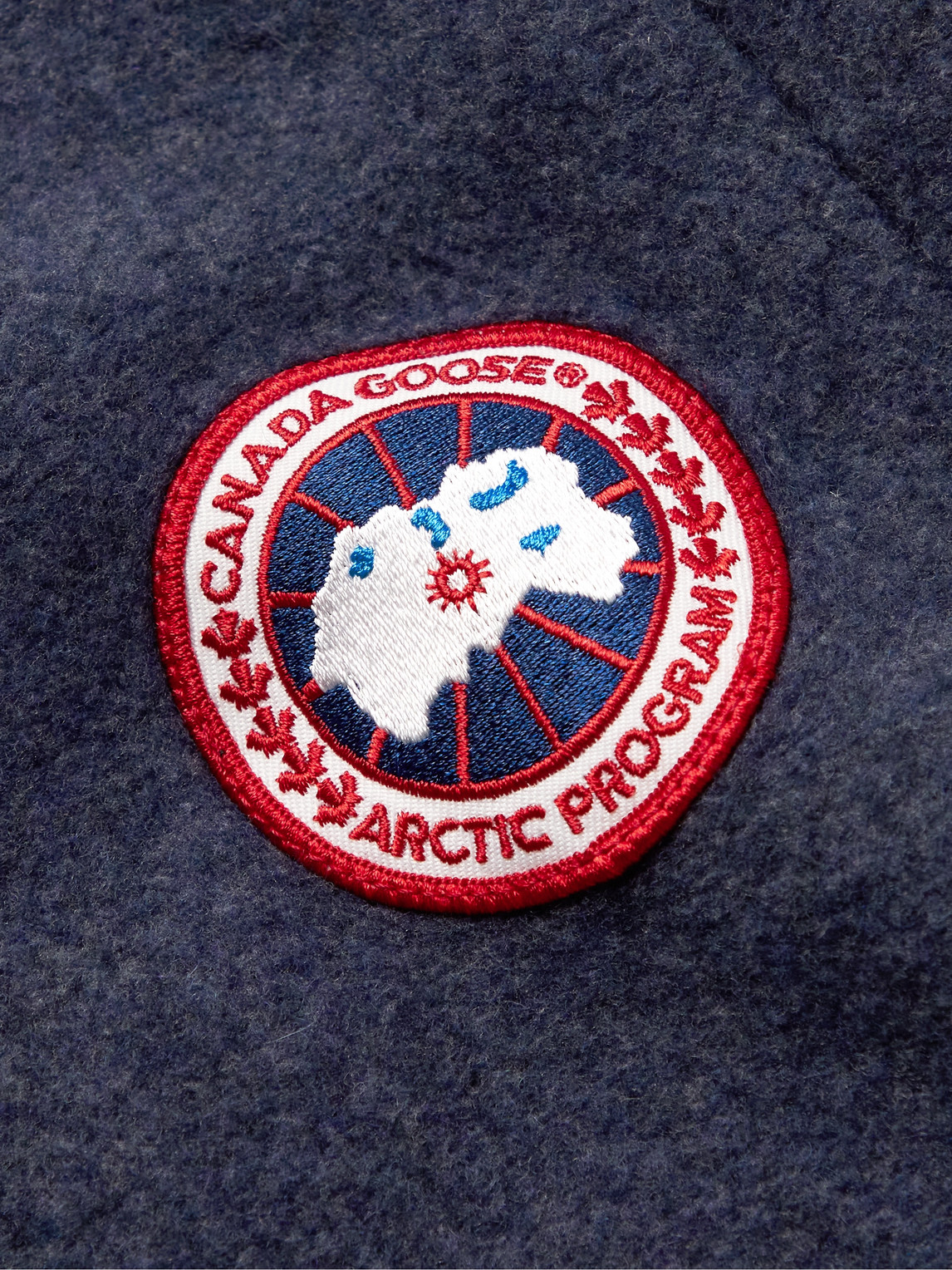 Shop Canada Goose Mersey Logo-appliquéd Wool-blend Fleece Gilet In Blue