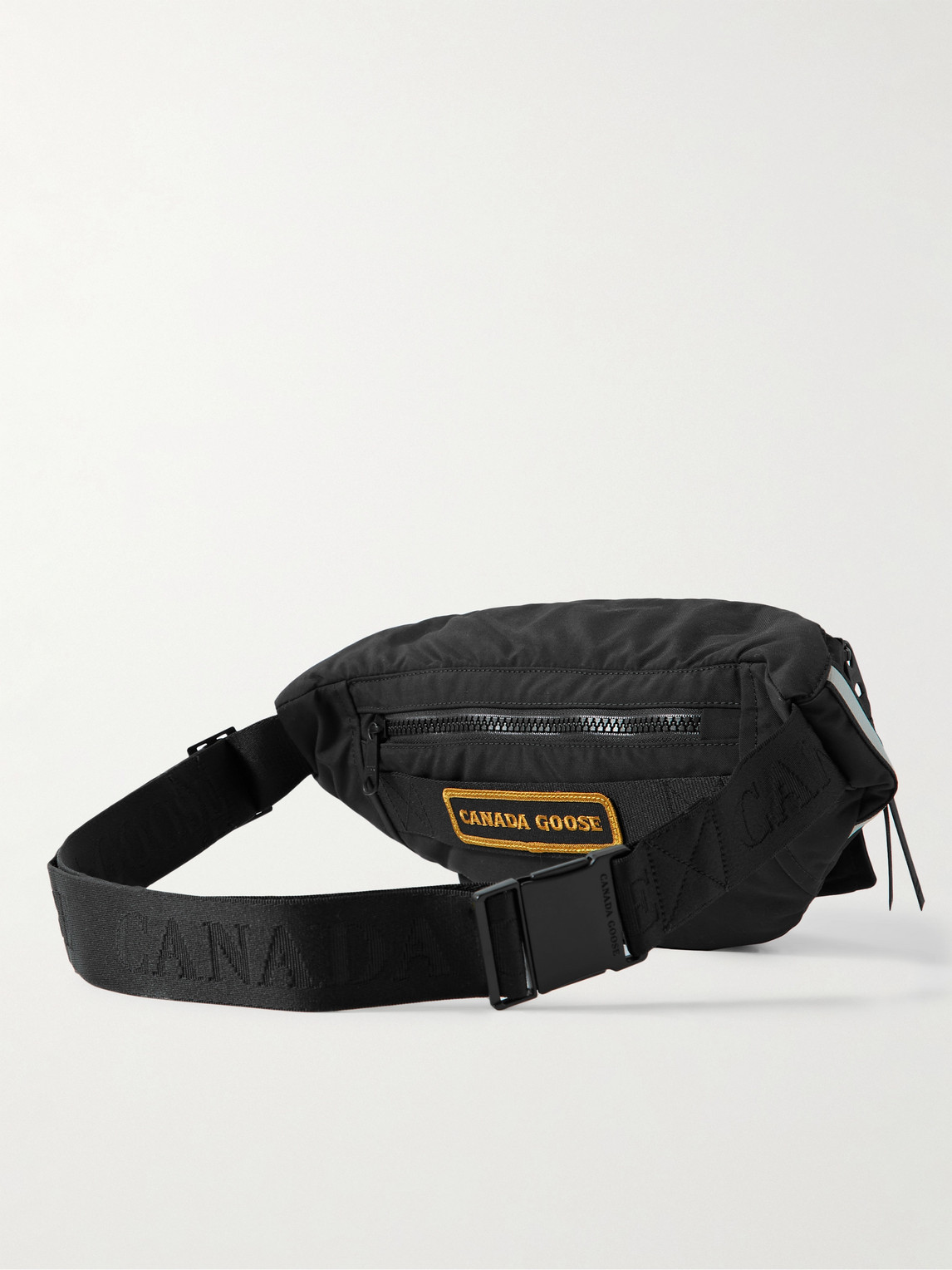 Canada Goose Logo-appliquéd Webbing-trimmed Shell Belt Bag In Black