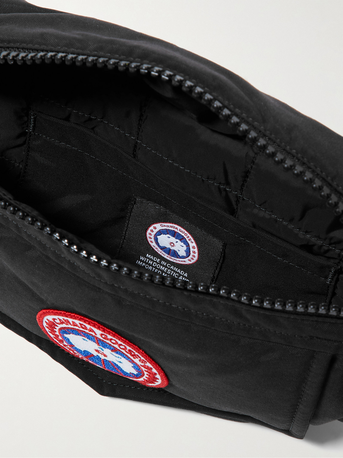 Shop Canada Goose Logo-appliquéd Webbing-trimmed Shell Belt Bag In Black